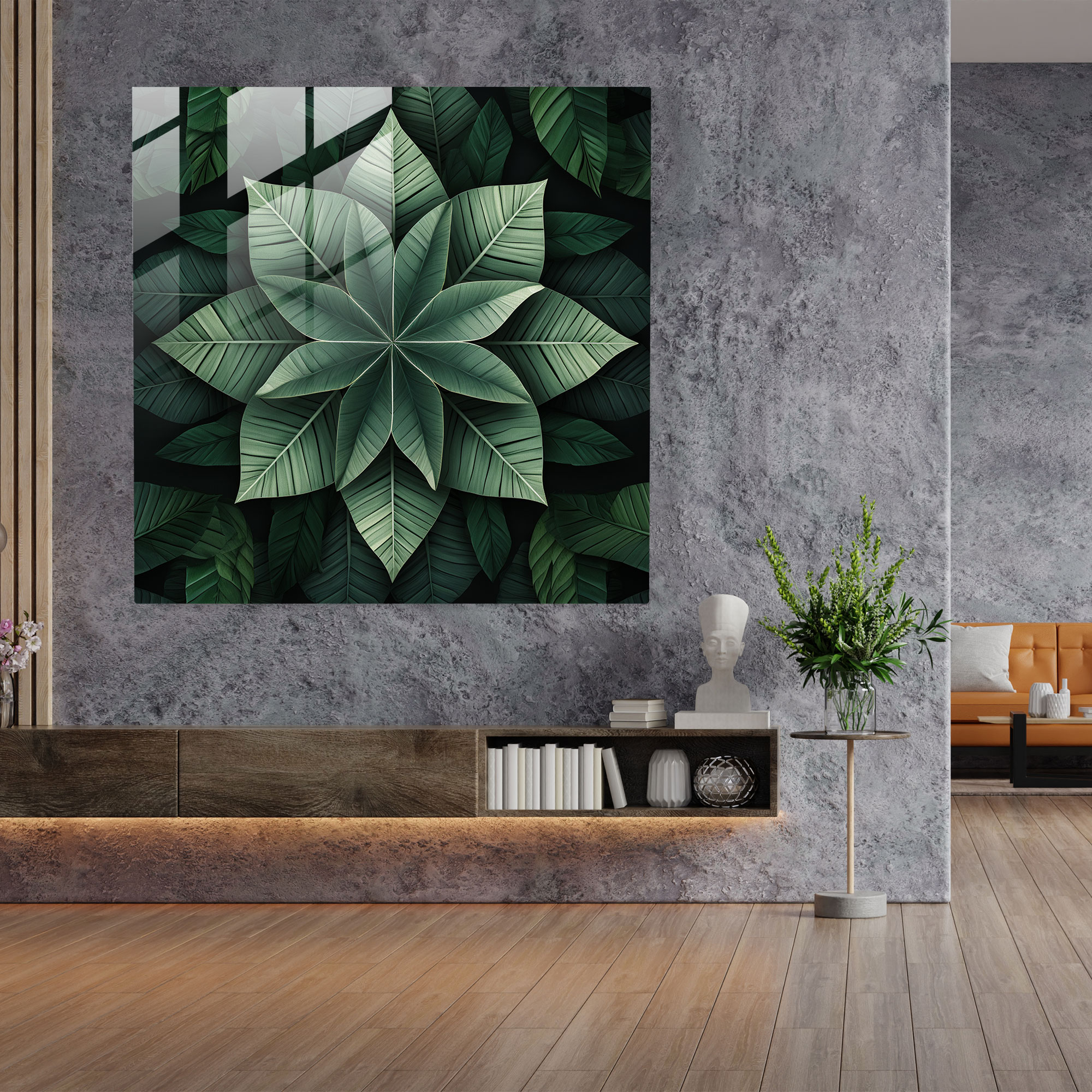 Tropical Symmetry Glass Wall Art - Tropical, Tropical, Geometric Design, Home Decoration