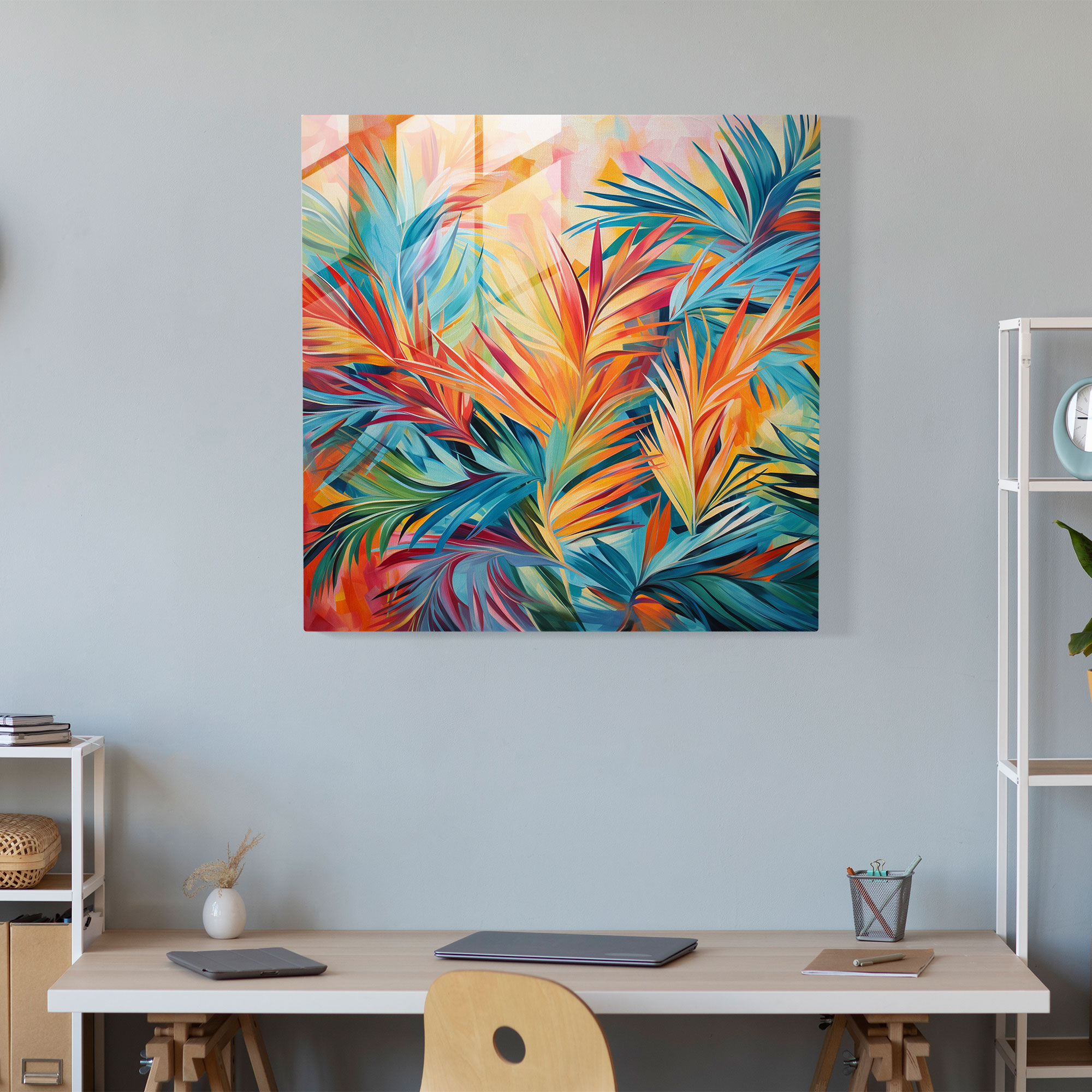 Tropical Abstract Glass Print - Tropical, Glass Art, Glass Wall Art, Modern Art
