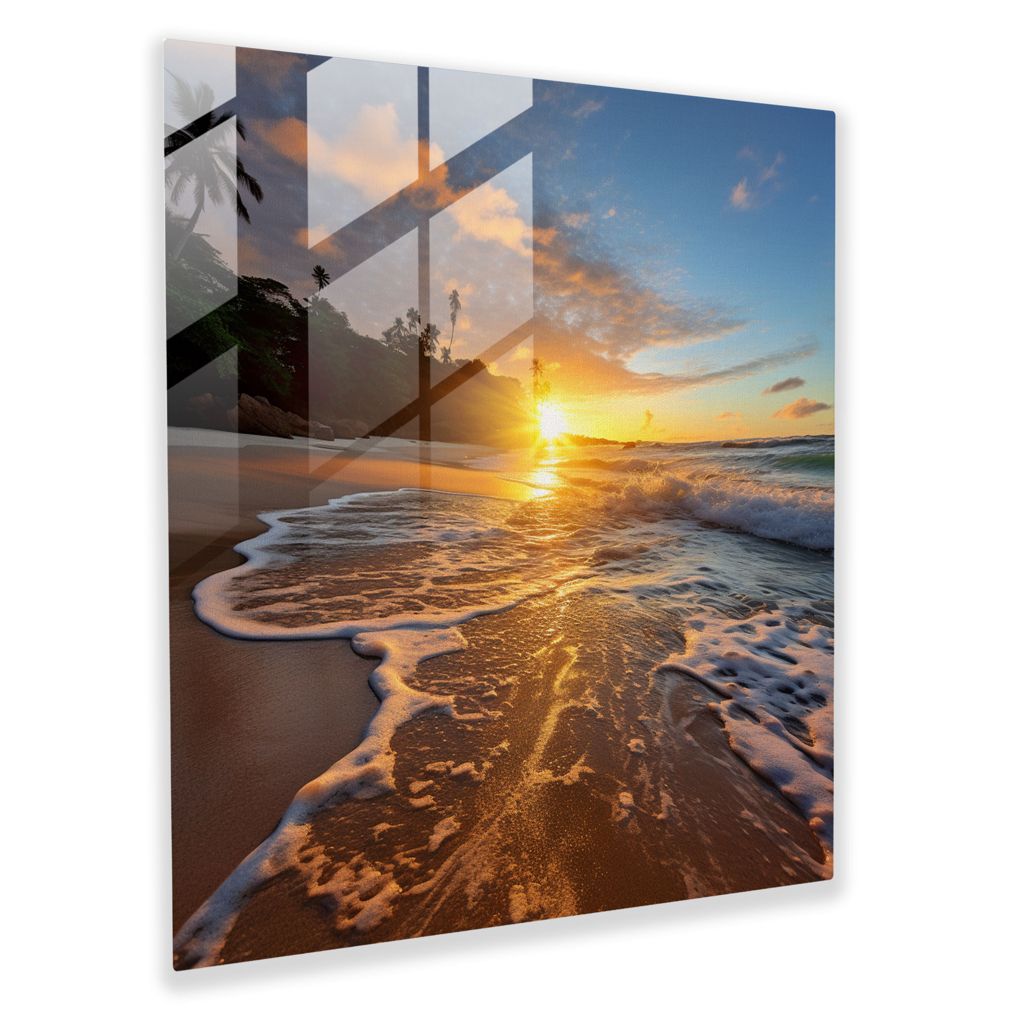 Tropical Seascape Glass Print - Tropical, Modern Art, Wall Decoration, Glass Print