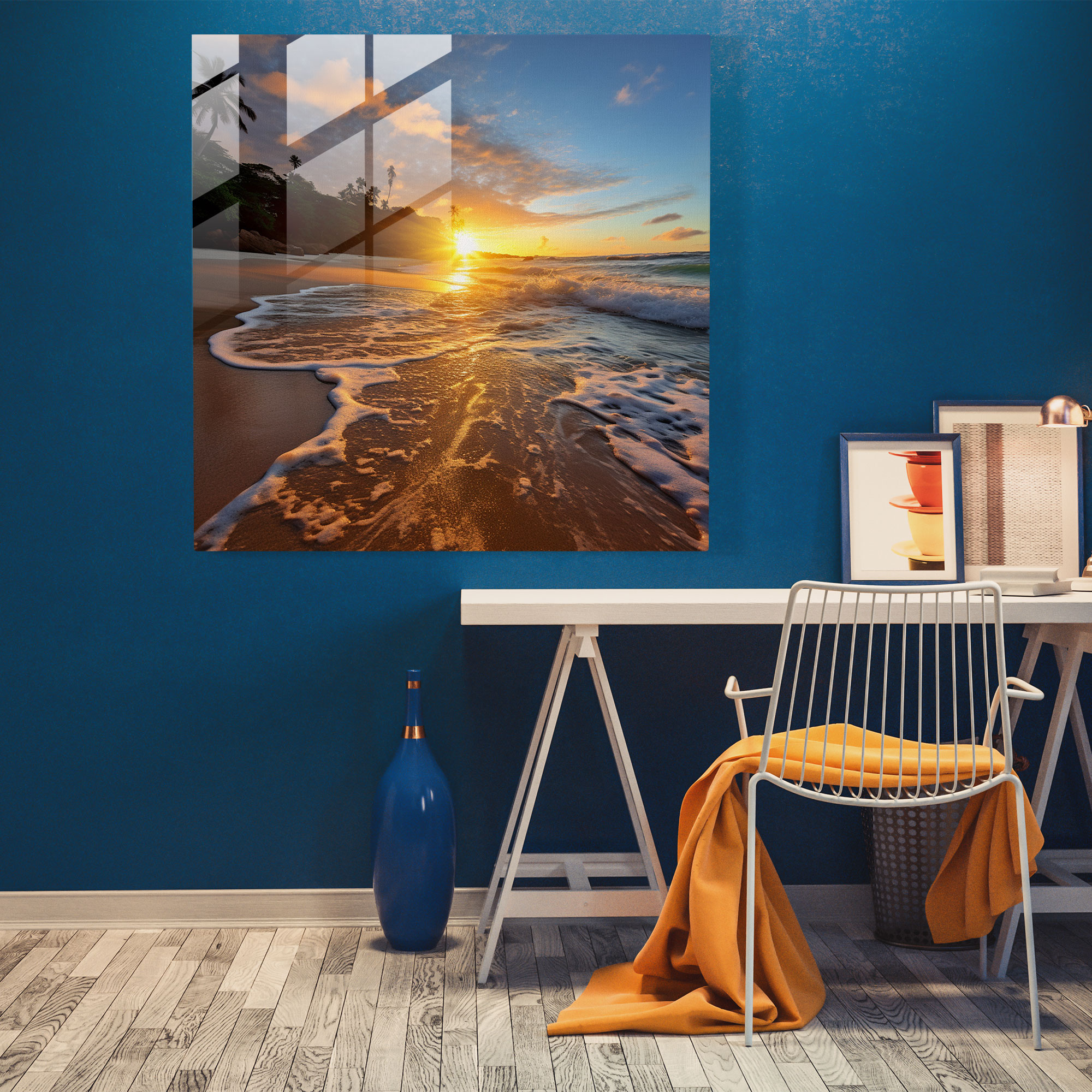 Tropical Seascape Glass Print - Tropical, Modern Art, Wall Decoration, Glass Print