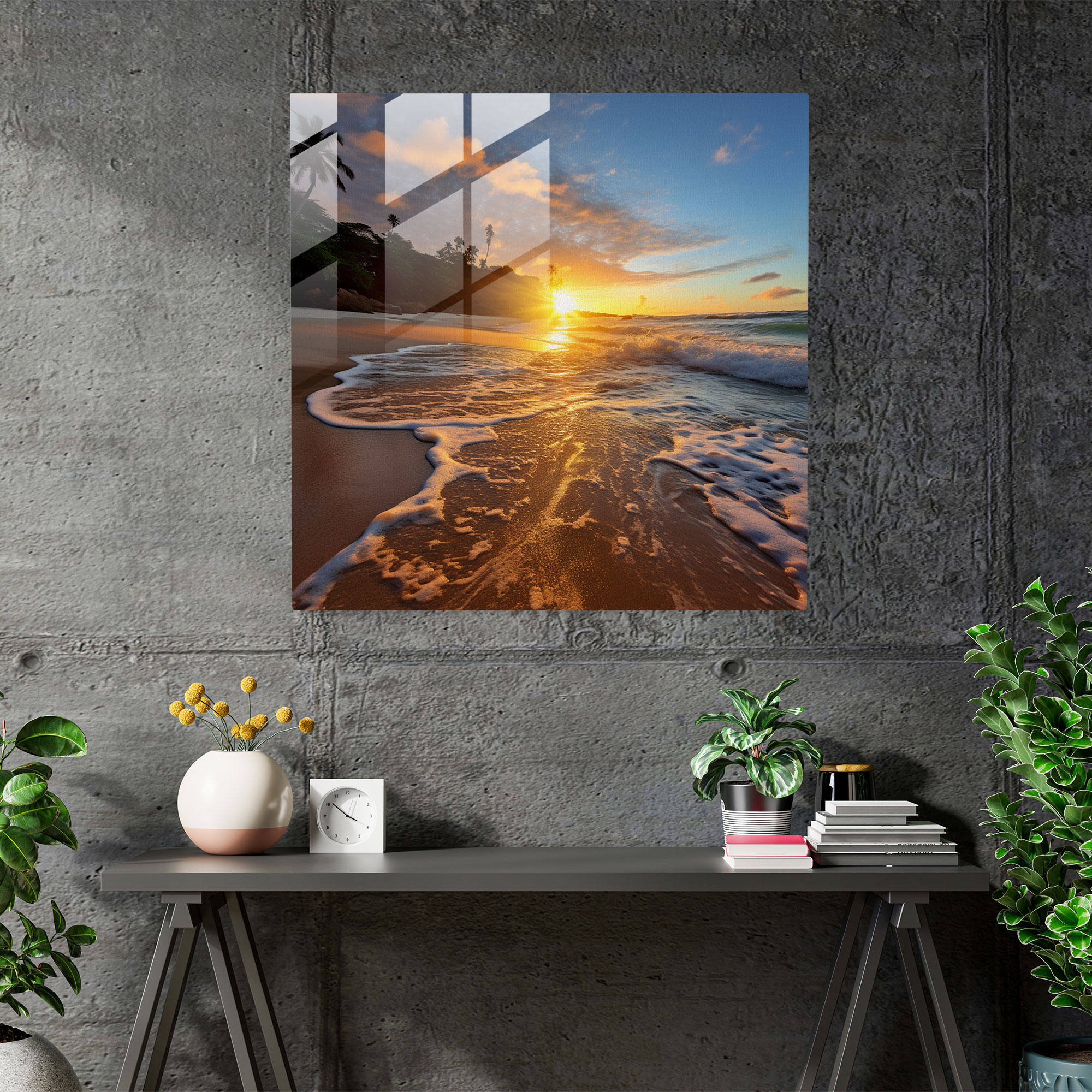 Tropical Seascape Glass Print - Tropical, Modern Art, Wall Decoration, Glass Print