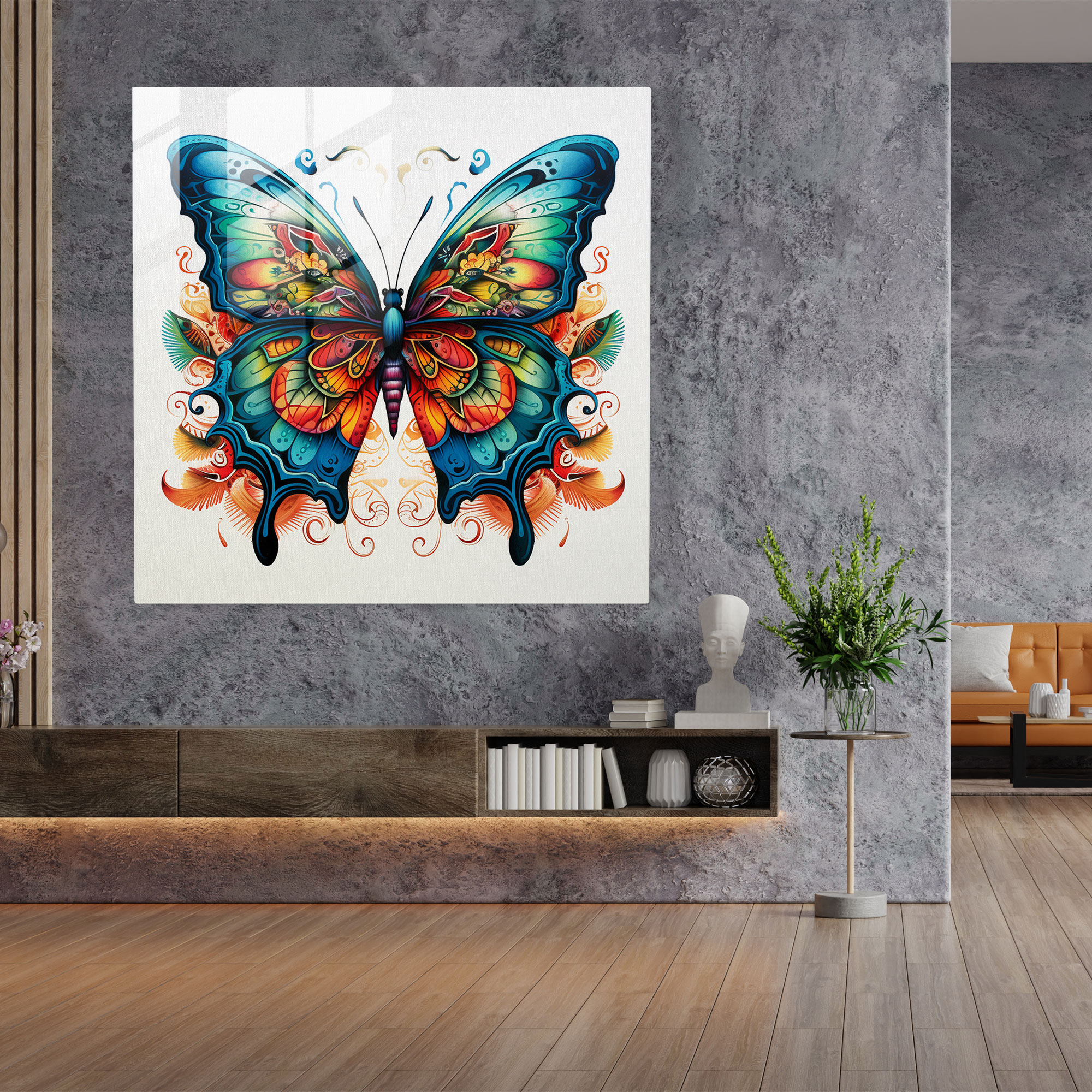 Tropical Butterfly Glass Print - Tropical, Wall Decoration, Glass Wall Art, Tropical
