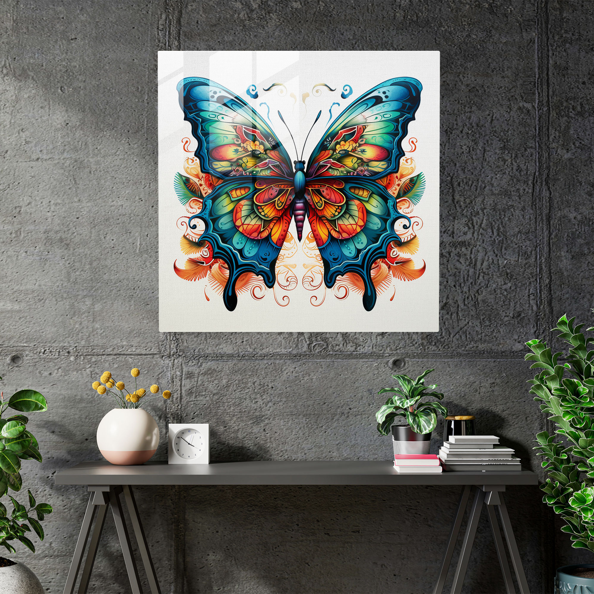 Tropical Butterfly Glass Print - Tropical, Wall Decoration, Glass Wall Art, Tropical