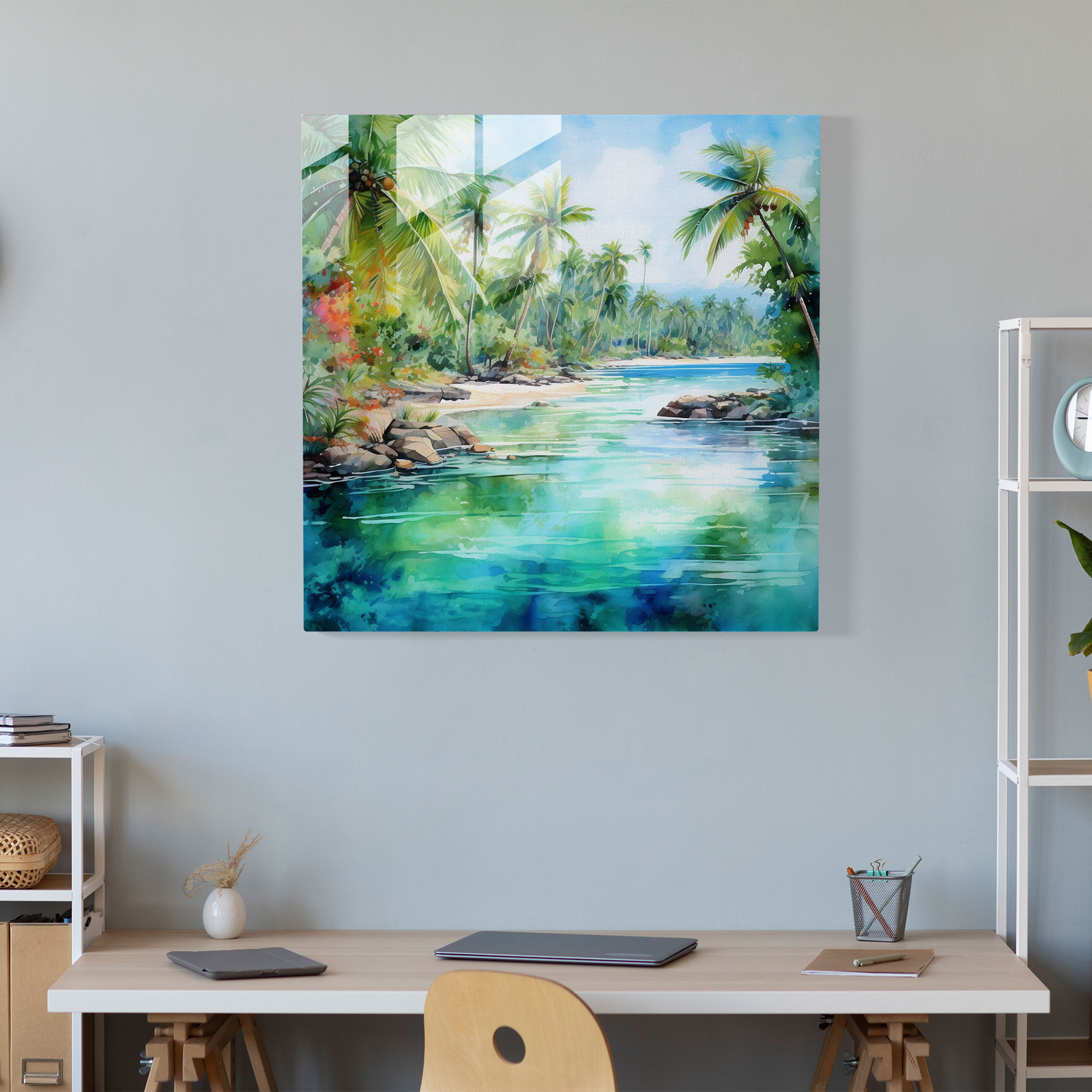 Tropical Paradise Glass Print - Tropical, Tropical, Glass Art, Modern Art