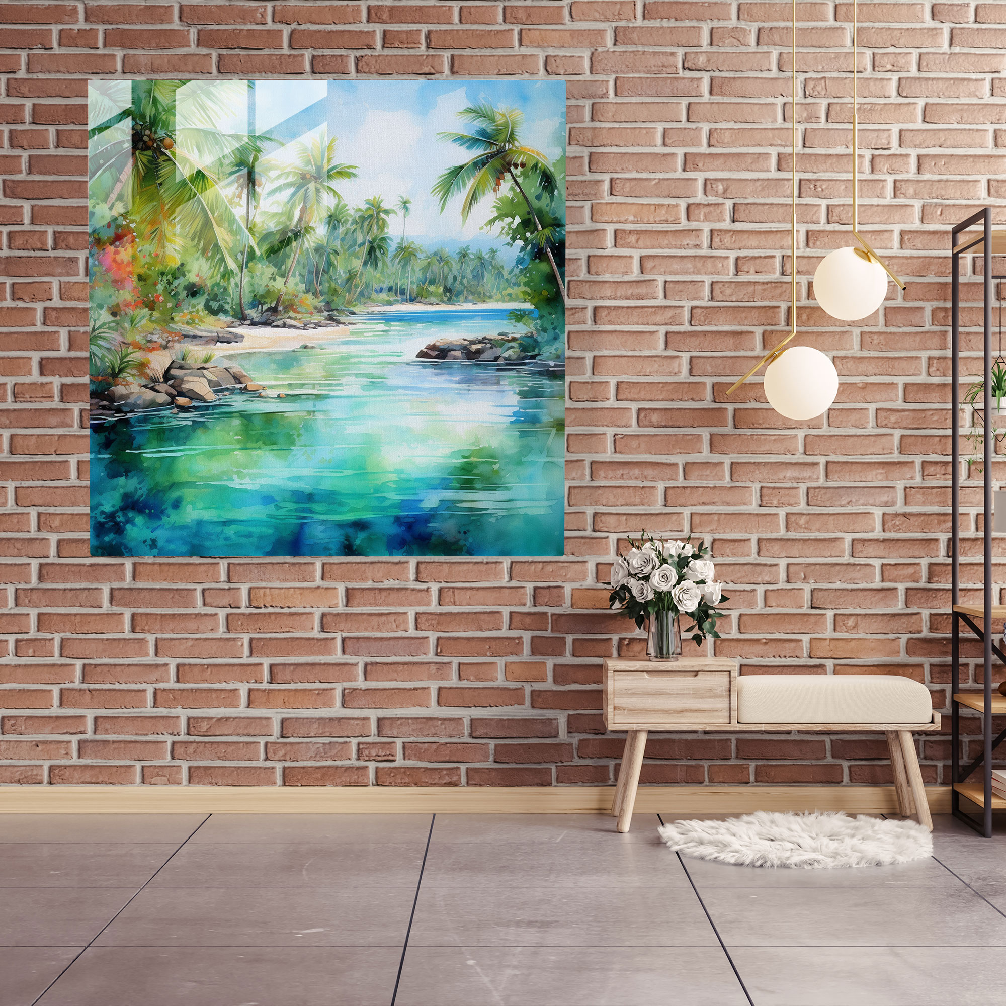Tropical Paradise Glass Print - Tropical, Tropical, Glass Art, Modern Art