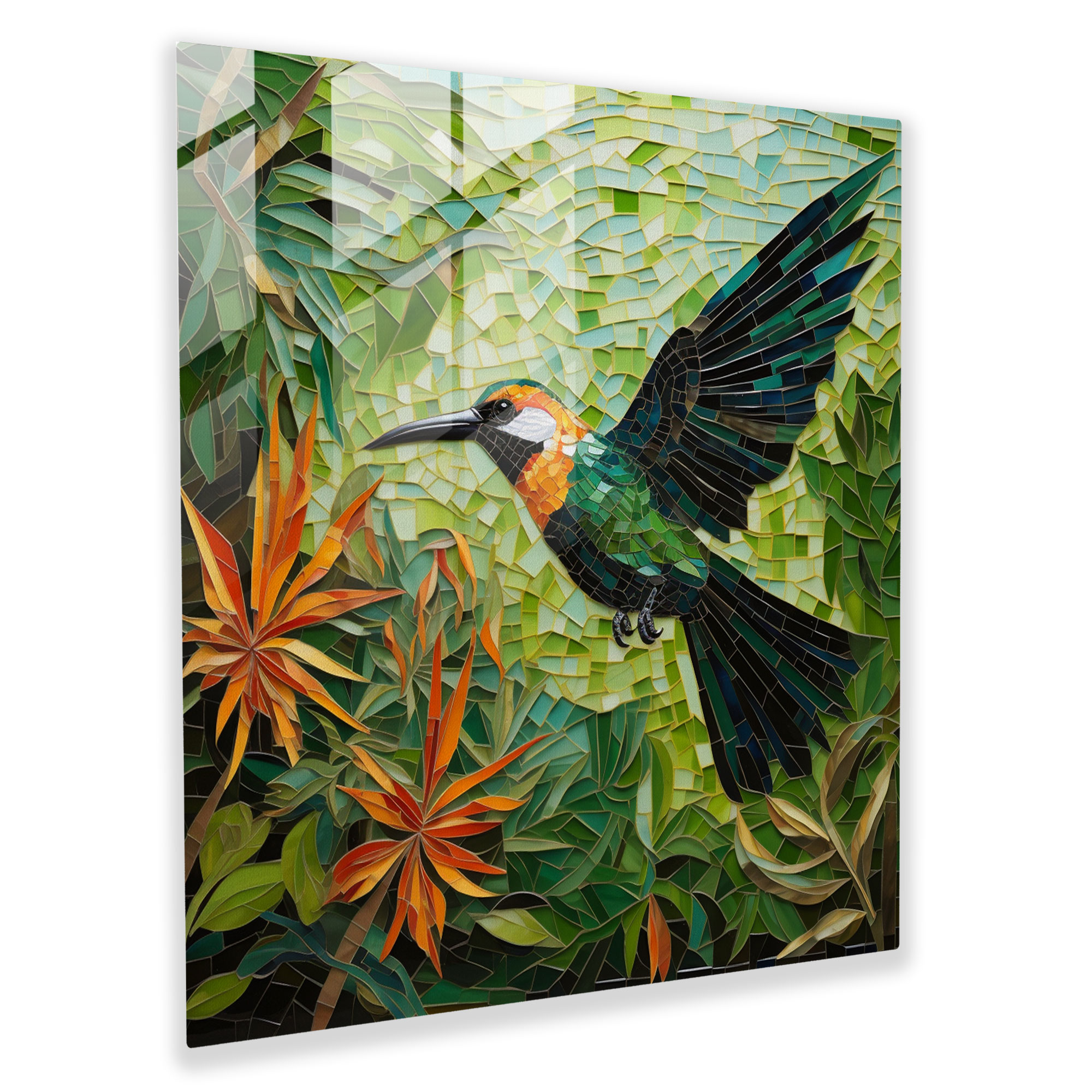 Tropical Bird Glass Mosaic - Tropical, Wall Decoration, Glass Print, Tropical