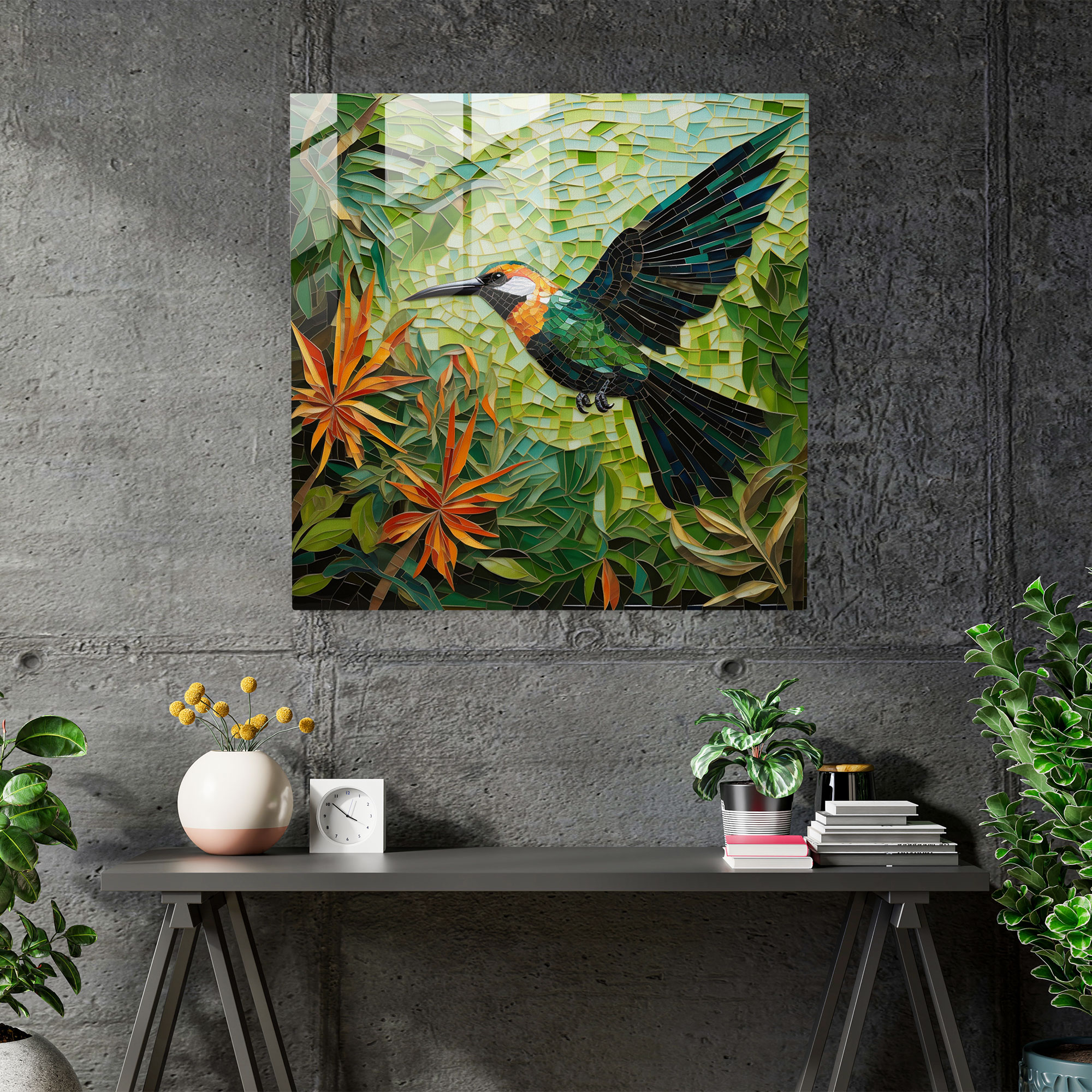 Tropical Bird Glass Mosaic - Tropical, Wall Decoration, Glass Print, Tropical