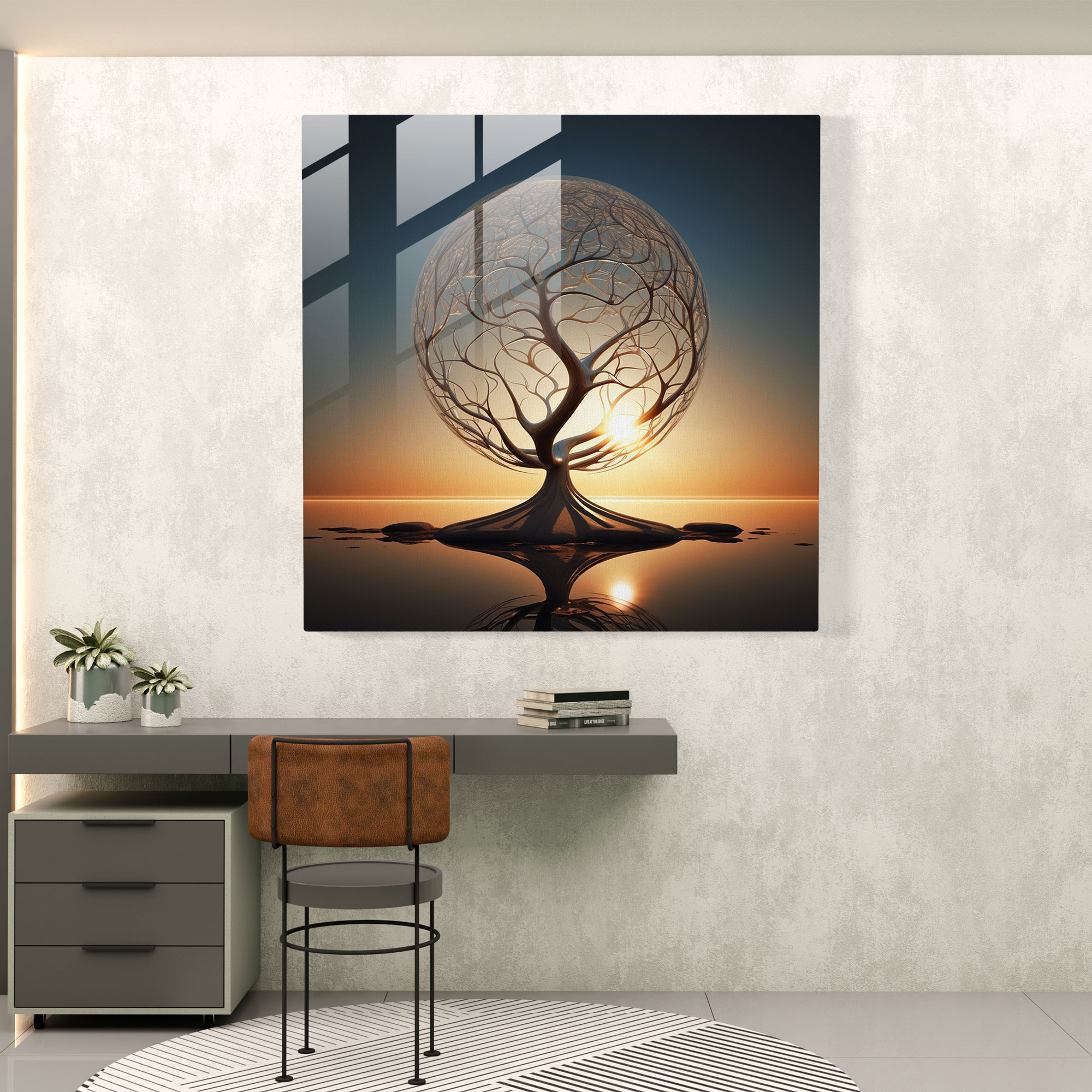 Modern Digital Tree Of Life Glass Print - Tree Of Life, Digital Art, Home Decoration, Glass Print