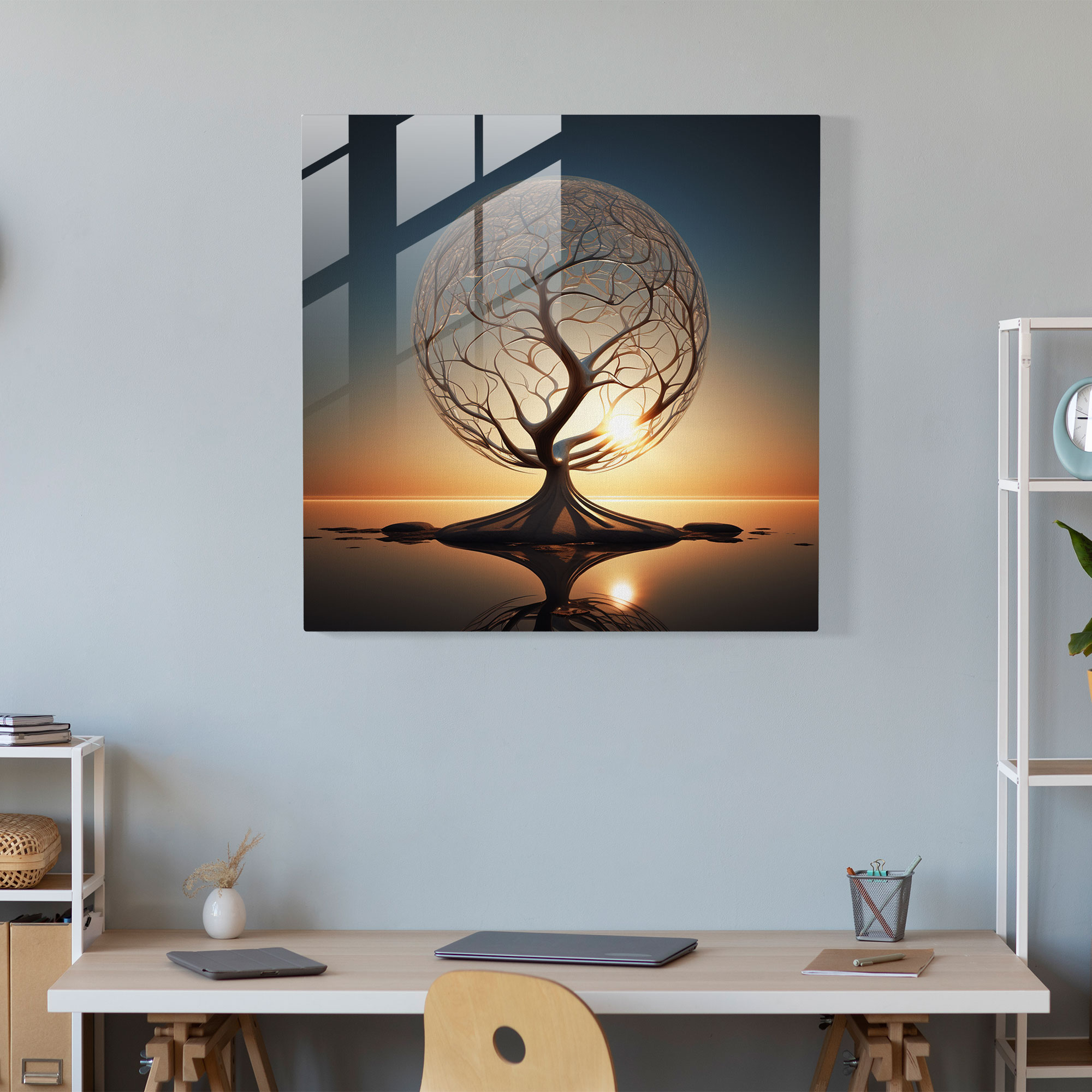 Modern Digital Tree Of Life Glass Print - Tree Of Life, Digital Art, Home Decoration, Glass Print