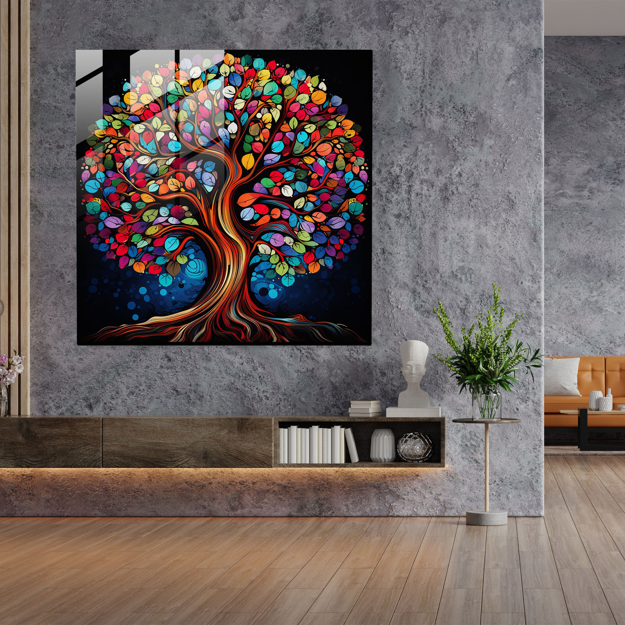 Pop Art Tree Of Life Glass Print - Tree Of Life, Retro Twist, Glass Print, Glass Art