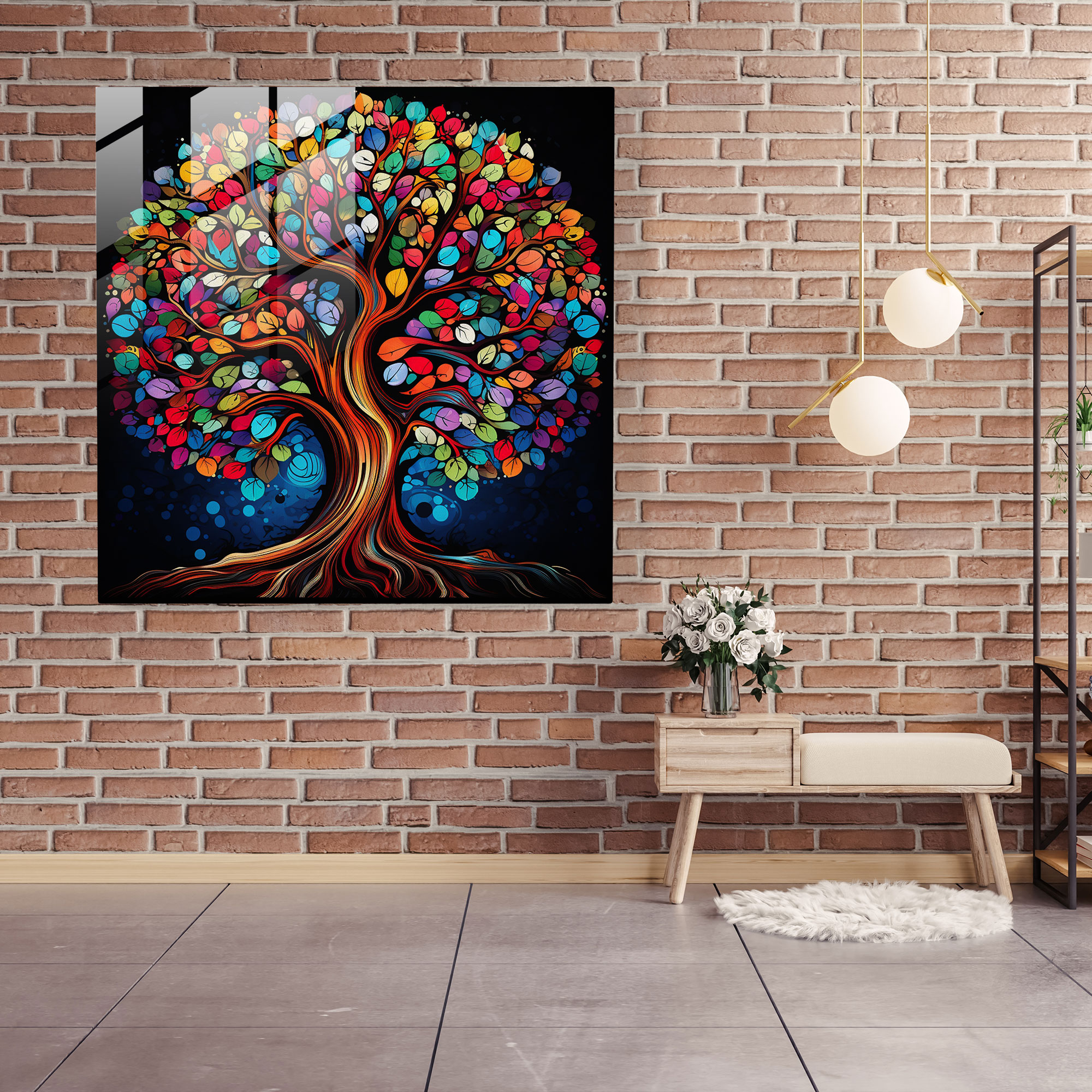 Pop Art Tree Of Life Glass Print - Tree Of Life, Retro Twist, Glass Print, Glass Art