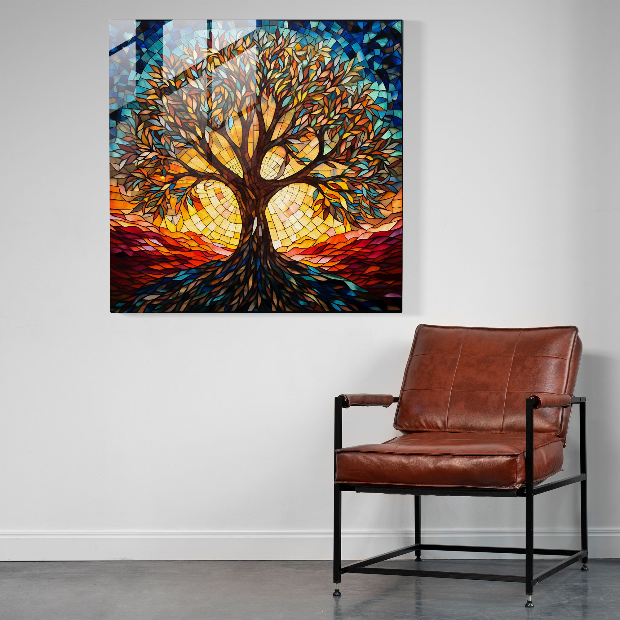 Glass Print - Mosaic Tree Of Life - Tree Of Life, Stained Glass, Home Decoration, Mosaic