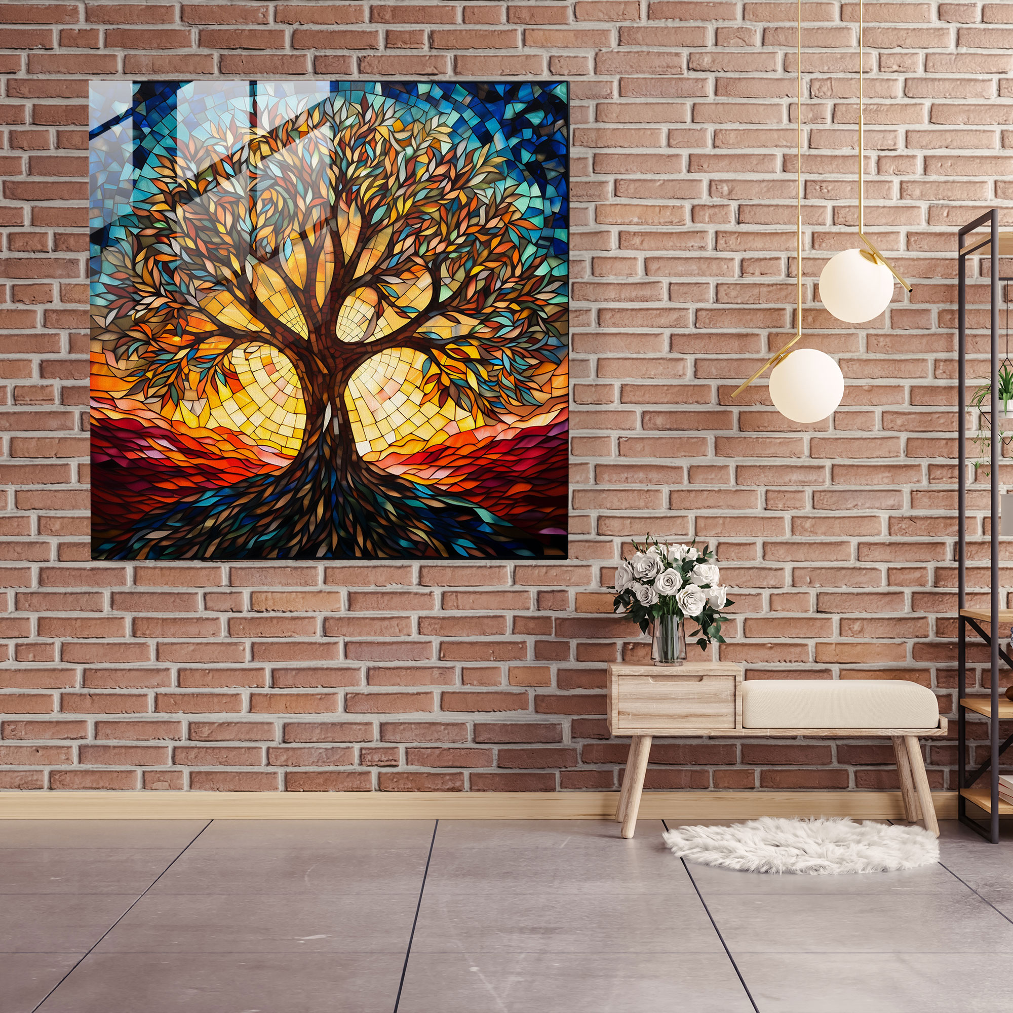 Glass Print - Mosaic Tree Of Life - Tree Of Life, Stained Glass, Home Decoration, Mosaic