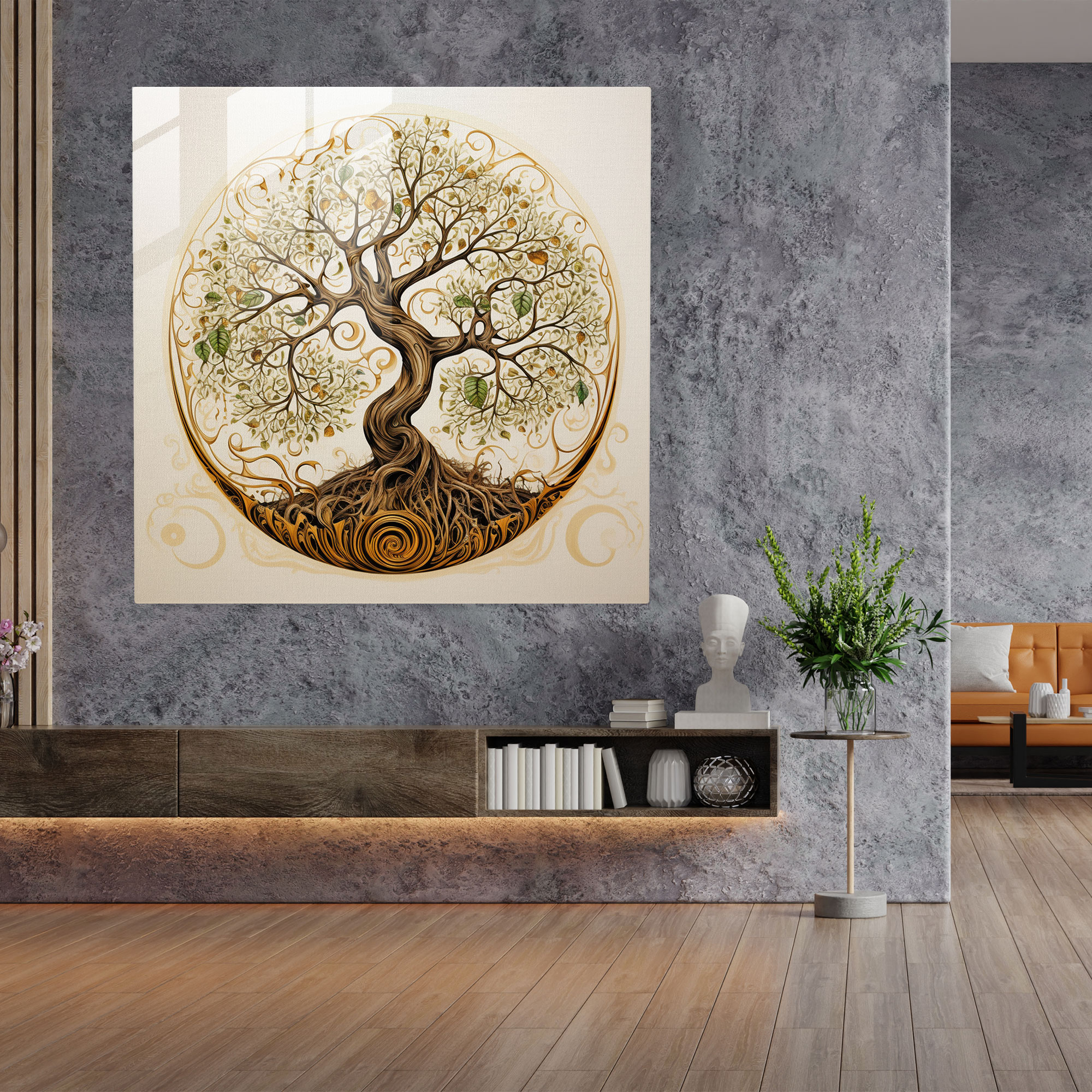 Glass Print - Calligraphic Tree Of Life - Tree Of Life, Decorative Script, Calligraphy, Glass Print
