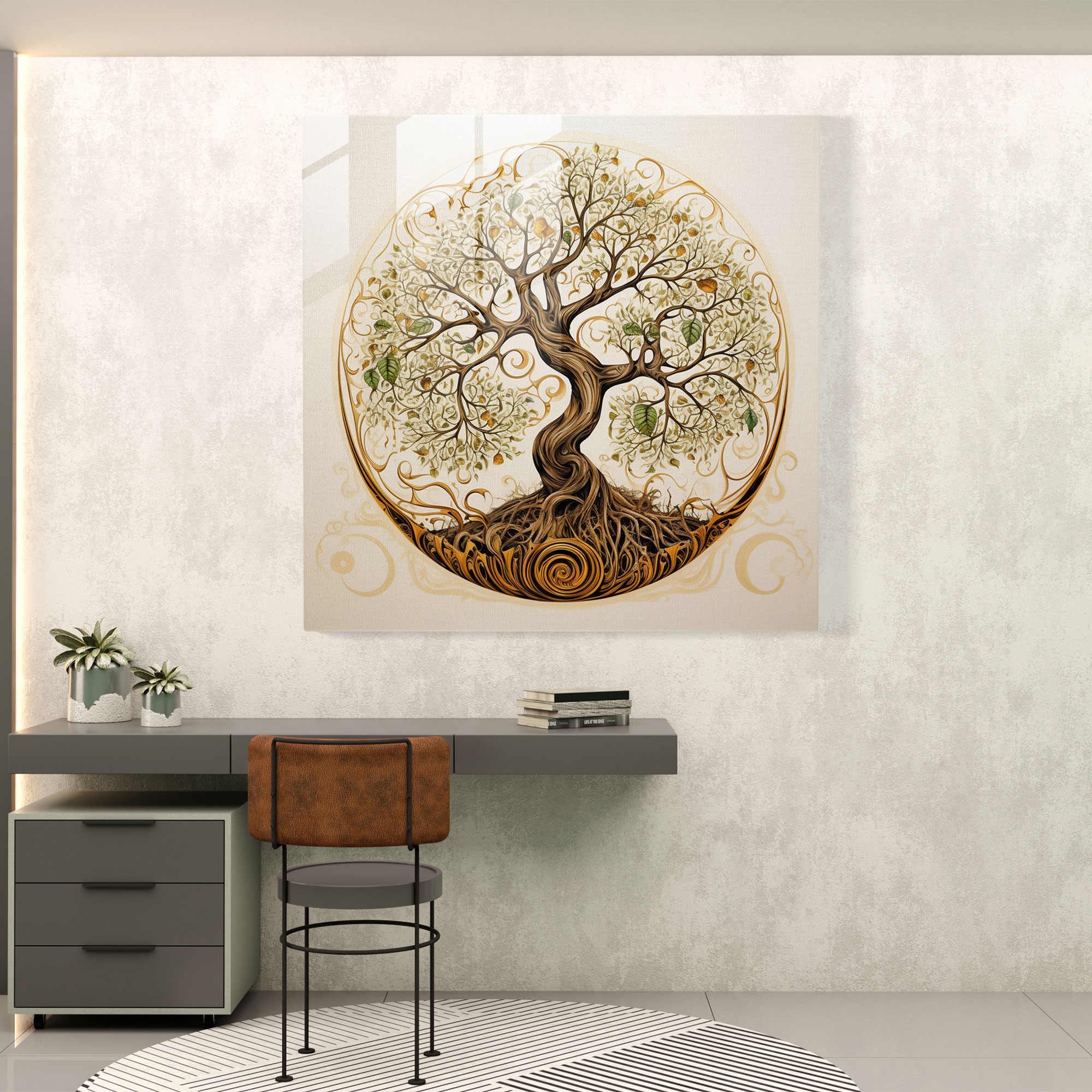 Glass Print - Calligraphic Tree Of Life - Tree Of Life, Decorative Script, Calligraphy, Glass Print