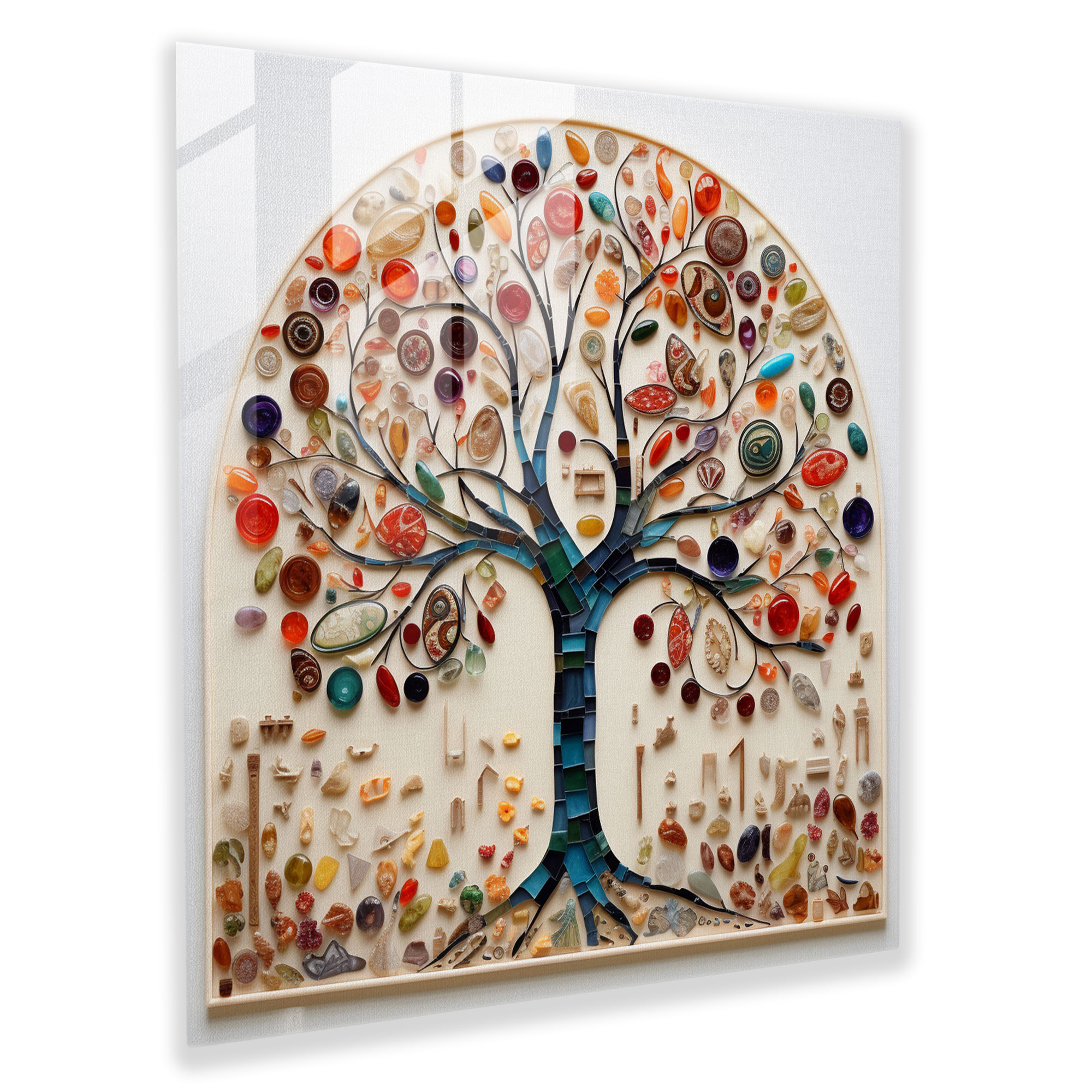 Collage Tree Of Life Glass Print - Tree Of Life, Modern Art, Home Decoration, Tree Of Life