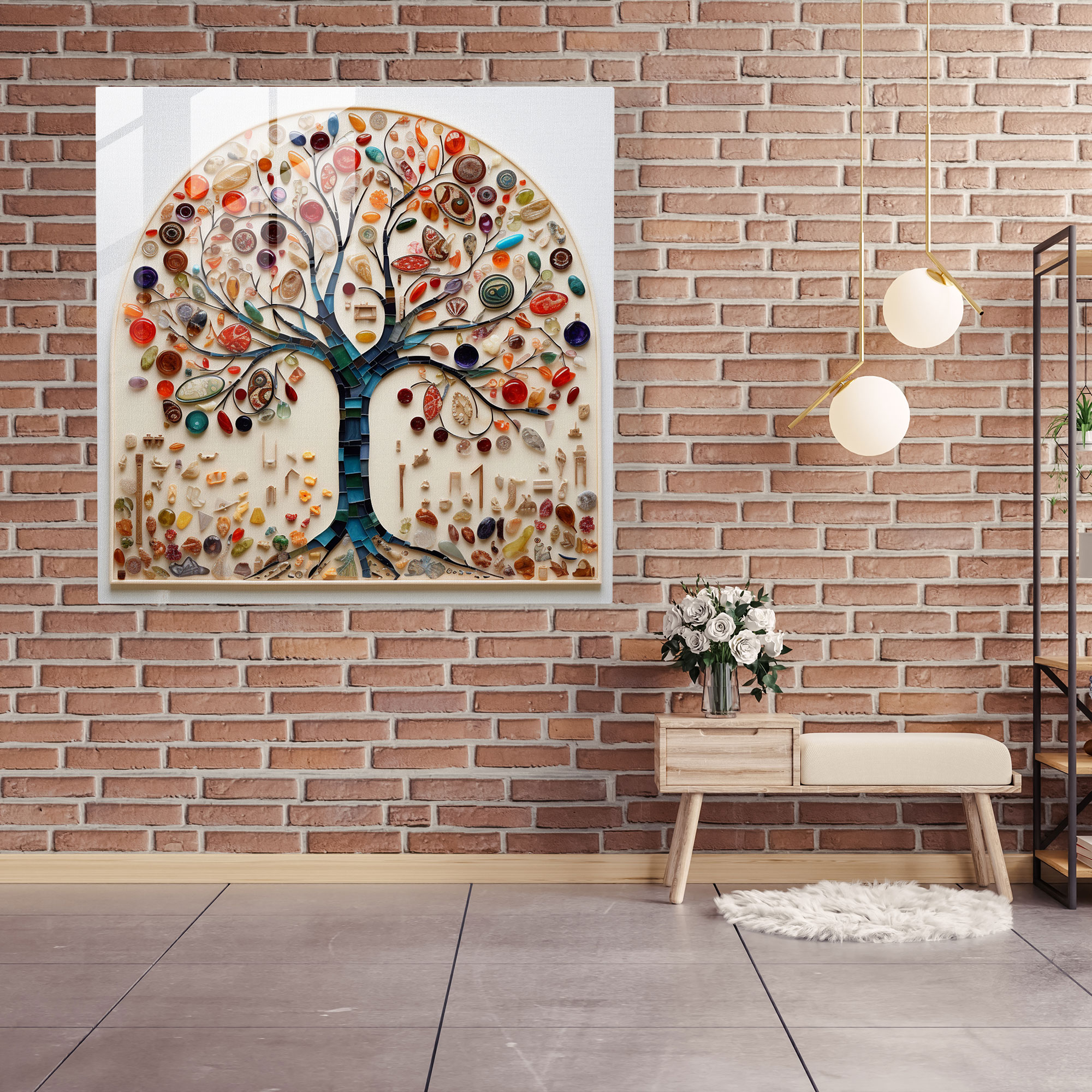 Collage Tree Of Life Glass Print - Tree Of Life, Modern Art, Home Decoration, Tree Of Life
