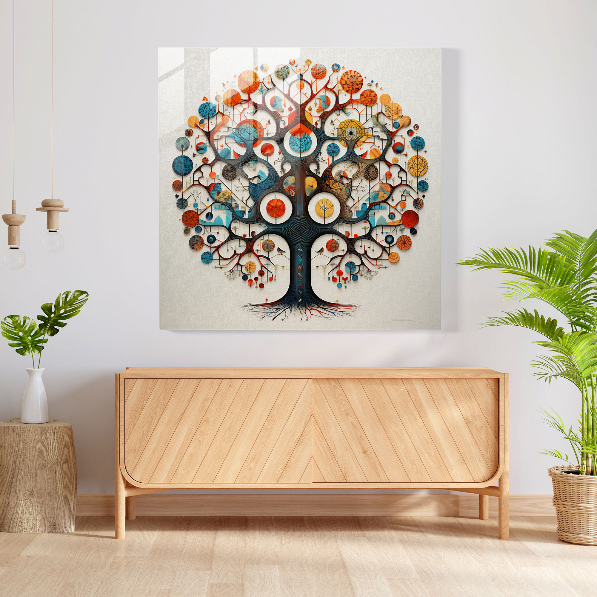 Geometric Tree Of Life Glass Print - Tree Of Life, Home Decoration, Tree Of Life, Glass Art