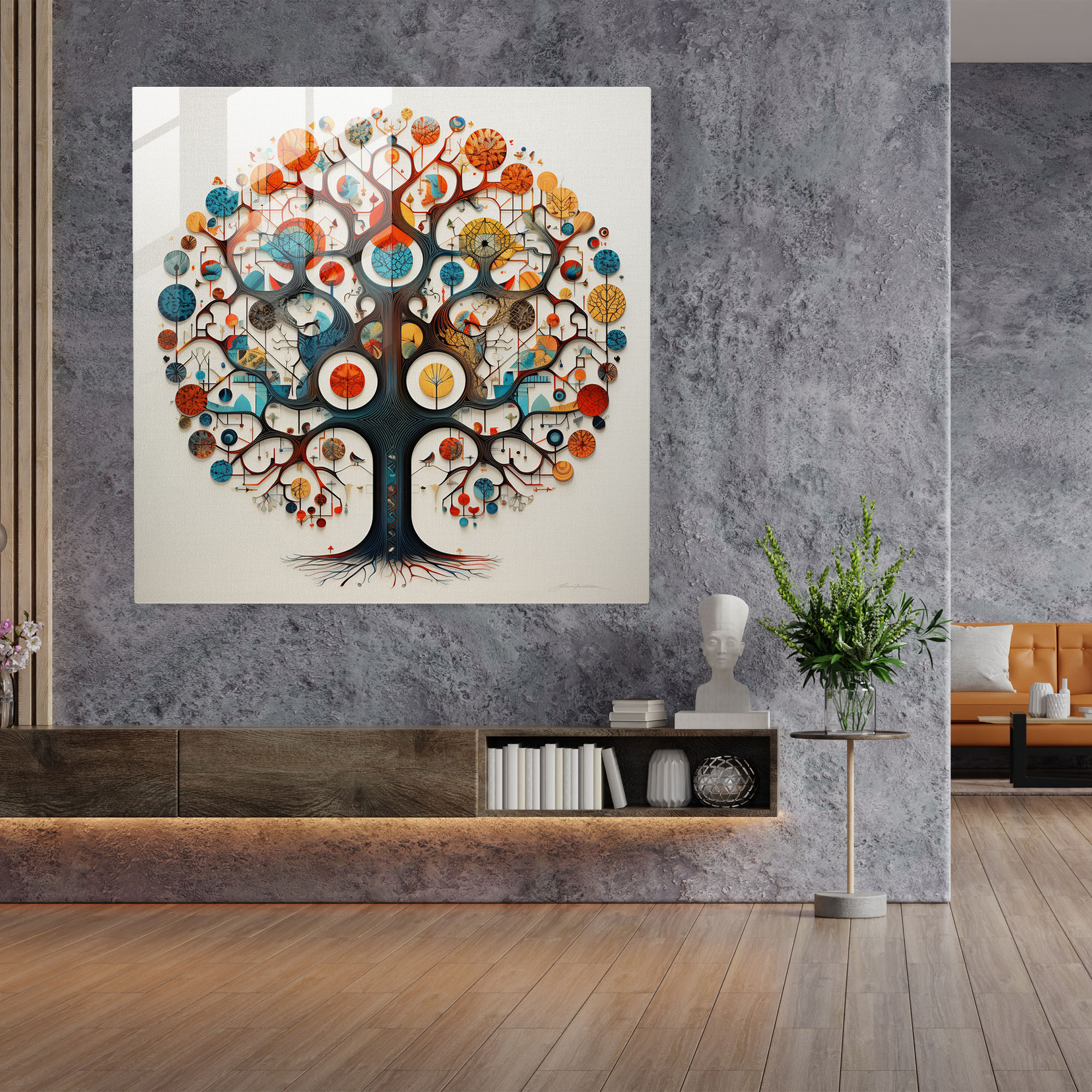 Geometric Tree Of Life Glass Print - Tree Of Life, Home Decoration, Tree Of Life, Glass Art
