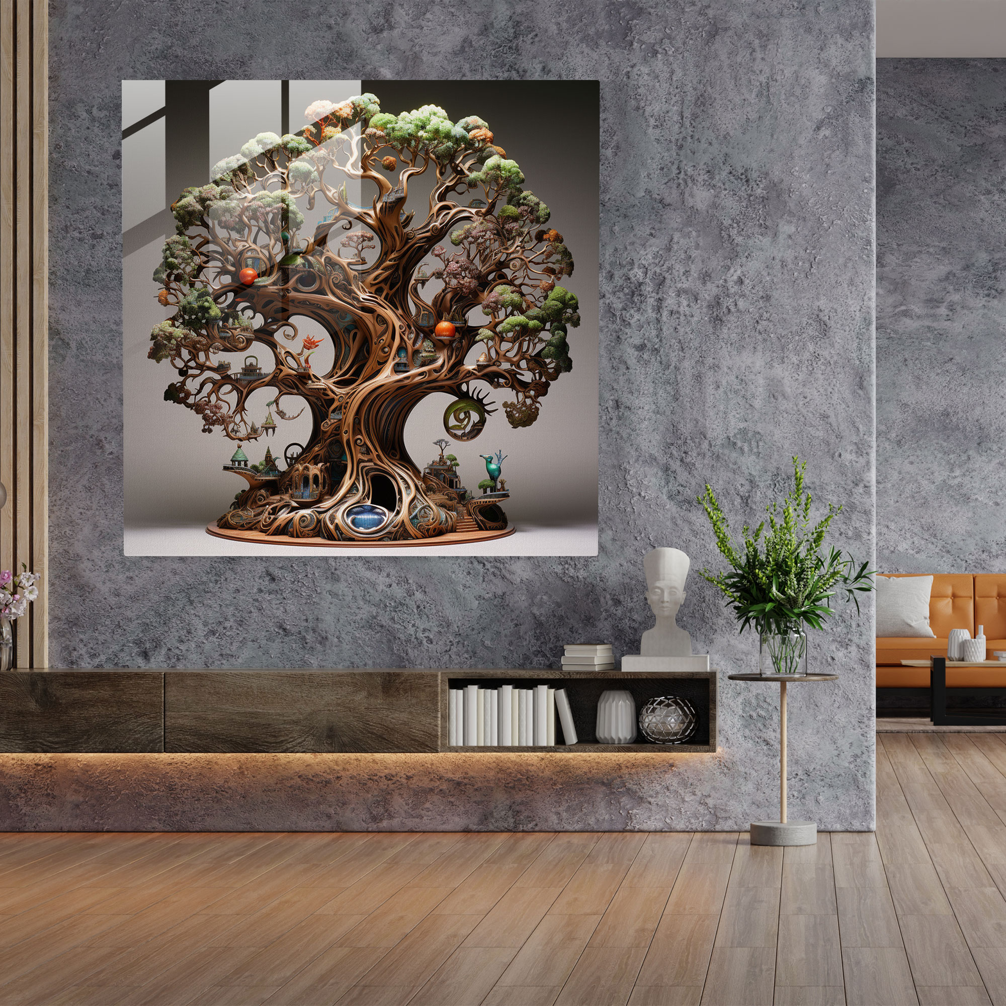 Tree Of Life Glass Print - Whimsical Sculpture - Tree Of Life, Glass Wall Art, Glass Print, Glass Art
