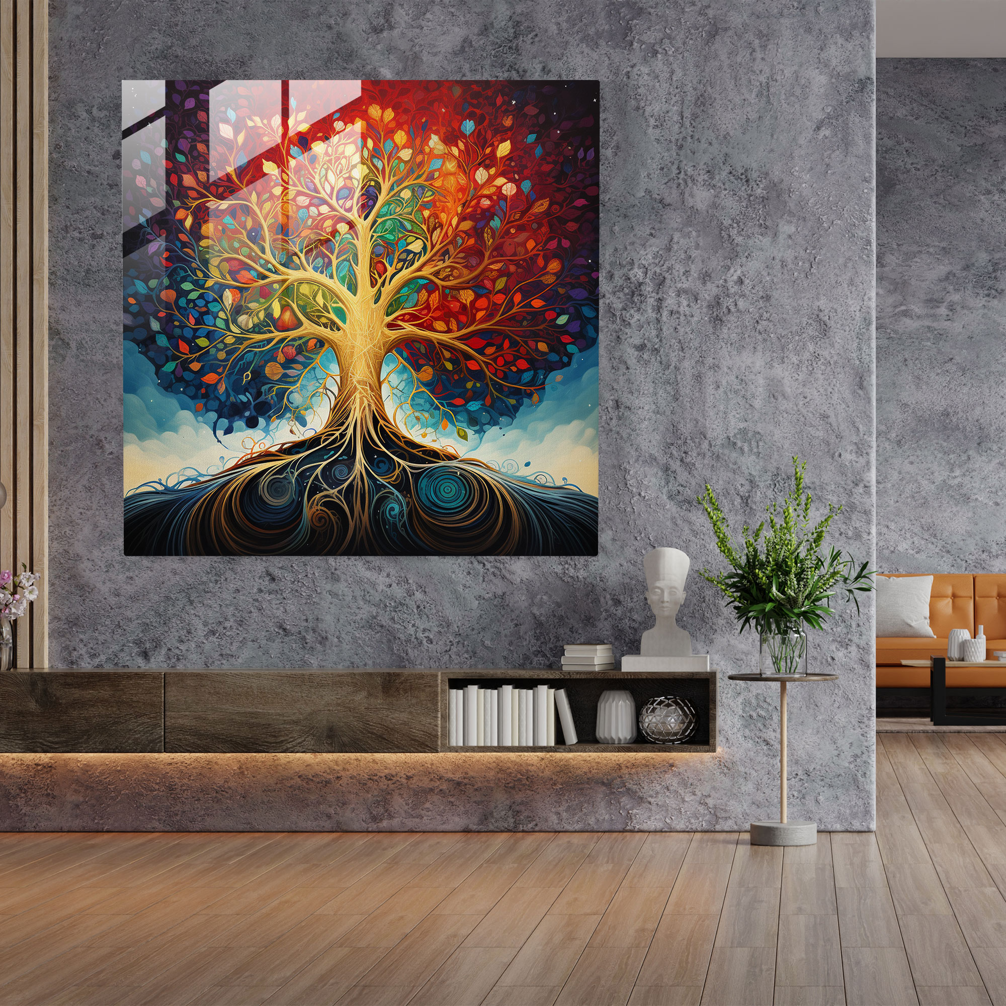 Colorful Tree Of Life Glass Print - Tree Of Life, Glass Art, Glass Wall Art, Modern Art