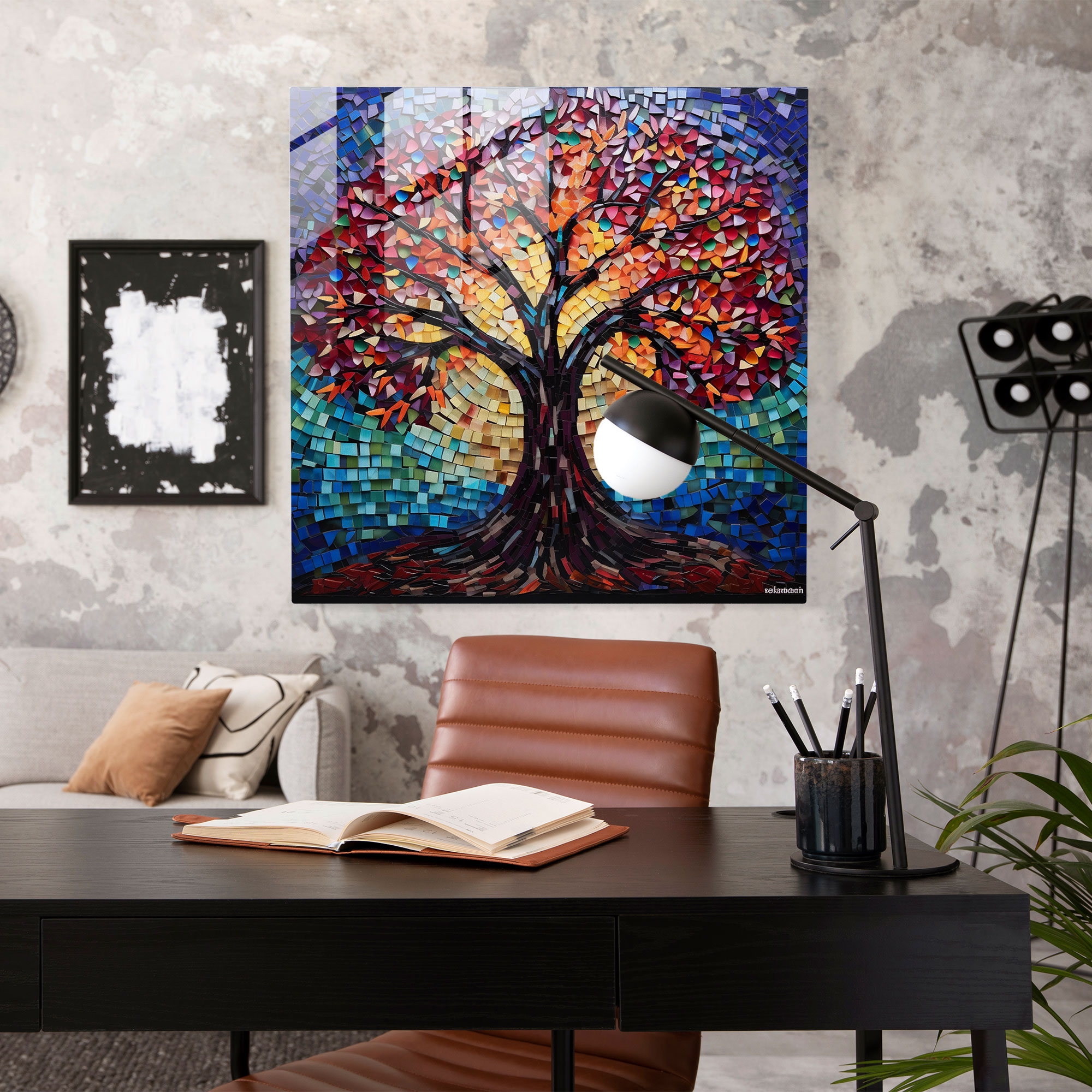 Mosaic Tree Of Life Glass Print - Tree Of Life, Modern Art, Glass Wall Art, Wall Decoration