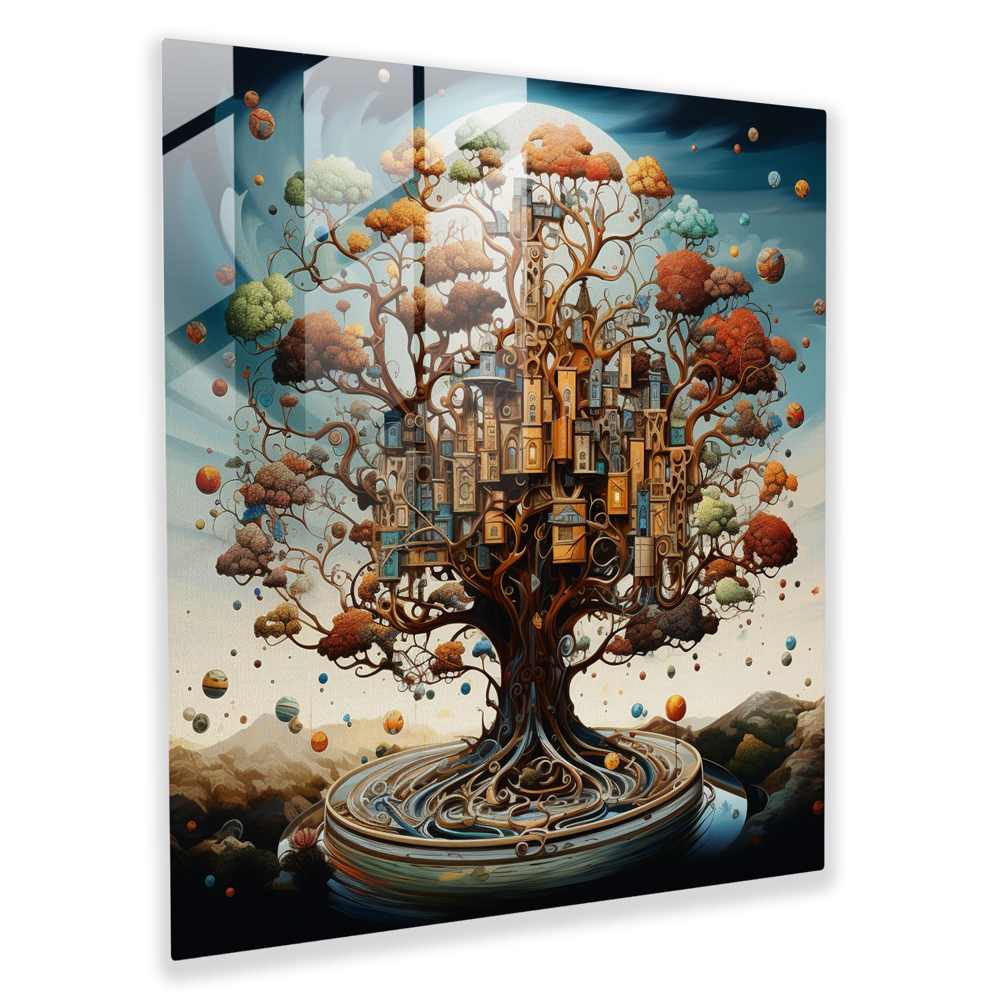 Dreamlike Tree Of Life Glass Print - Tree Of Life, Glass Art, Home Decoration, Glass Print