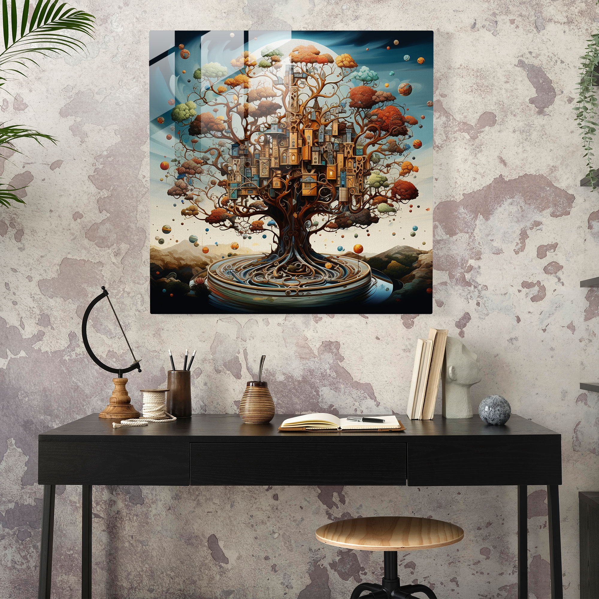 Dreamlike Tree Of Life Glass Print - Tree Of Life, Glass Art, Home Decoration, Glass Print