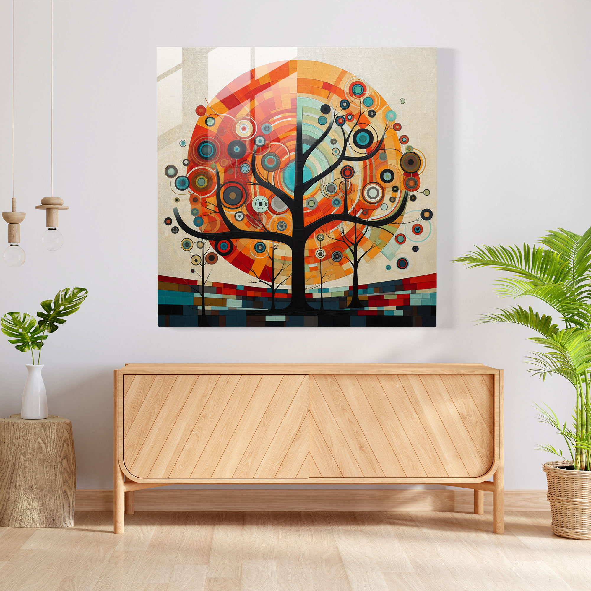 Geometric Tree Of Life Glass Print - Tree Of Life, Modern Art, Tree Of Life, Glass Wall Art