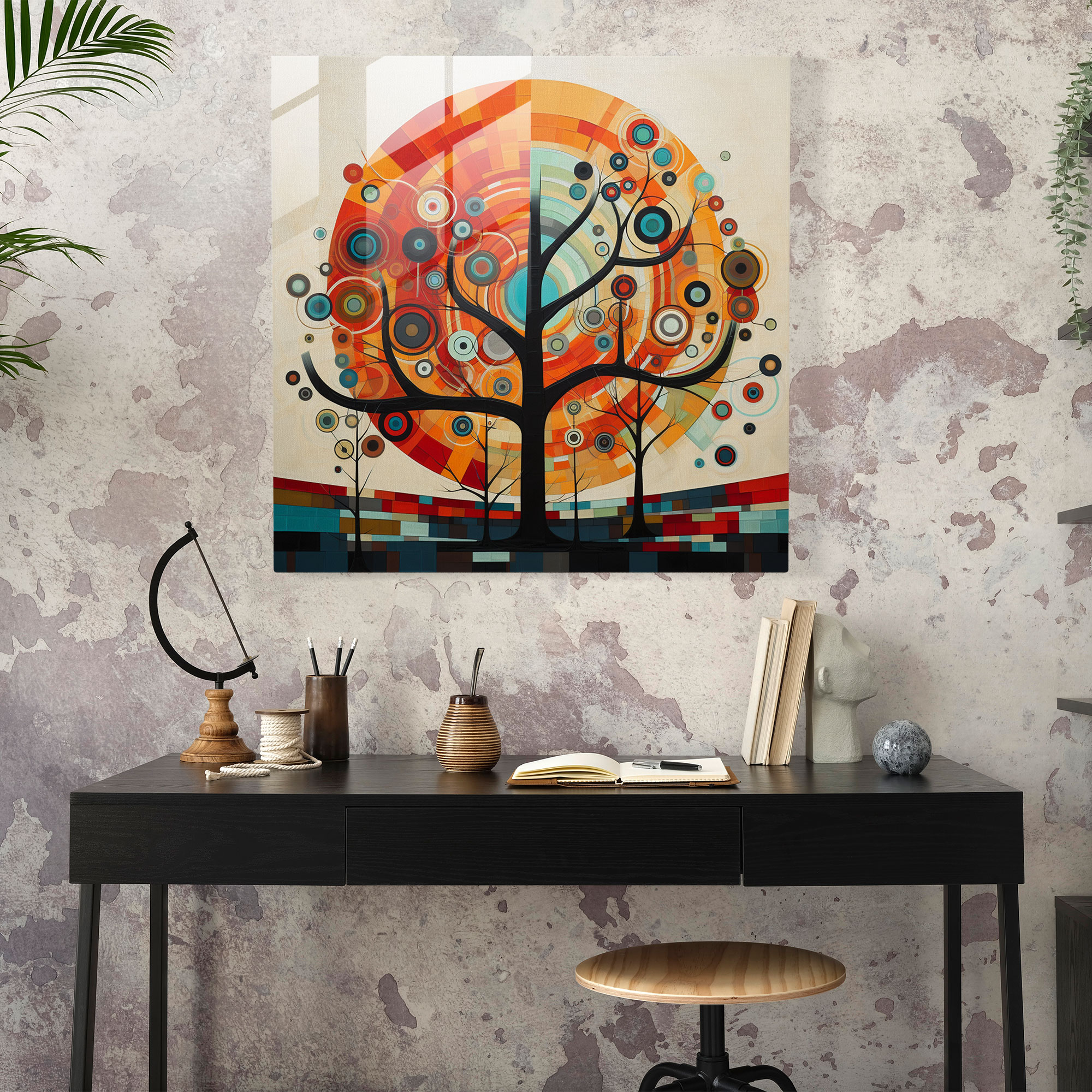 Geometric Tree Of Life Glass Print - Tree Of Life, Modern Art, Tree Of Life, Glass Wall Art