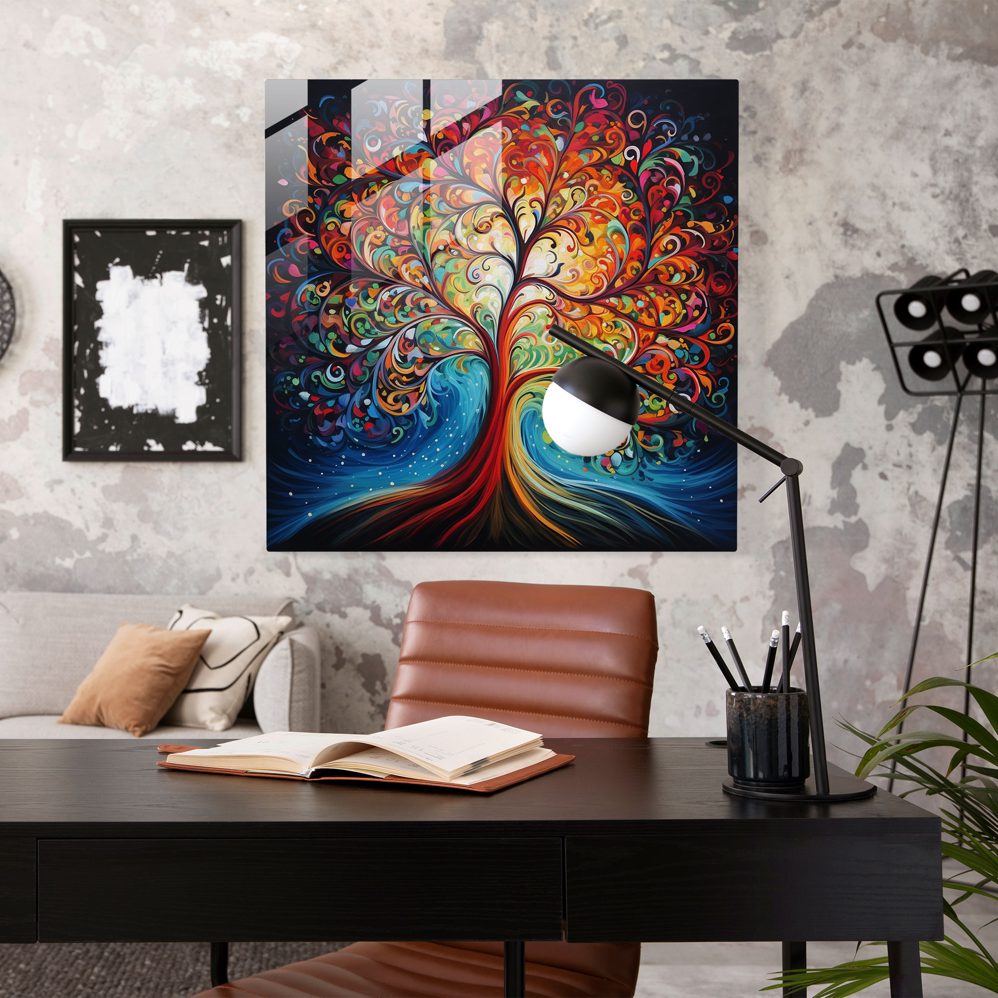 Hayat Ağacı Cam Tablo - Ev Dekorasyonu Modern Sanat Duvar Dekorasyonu