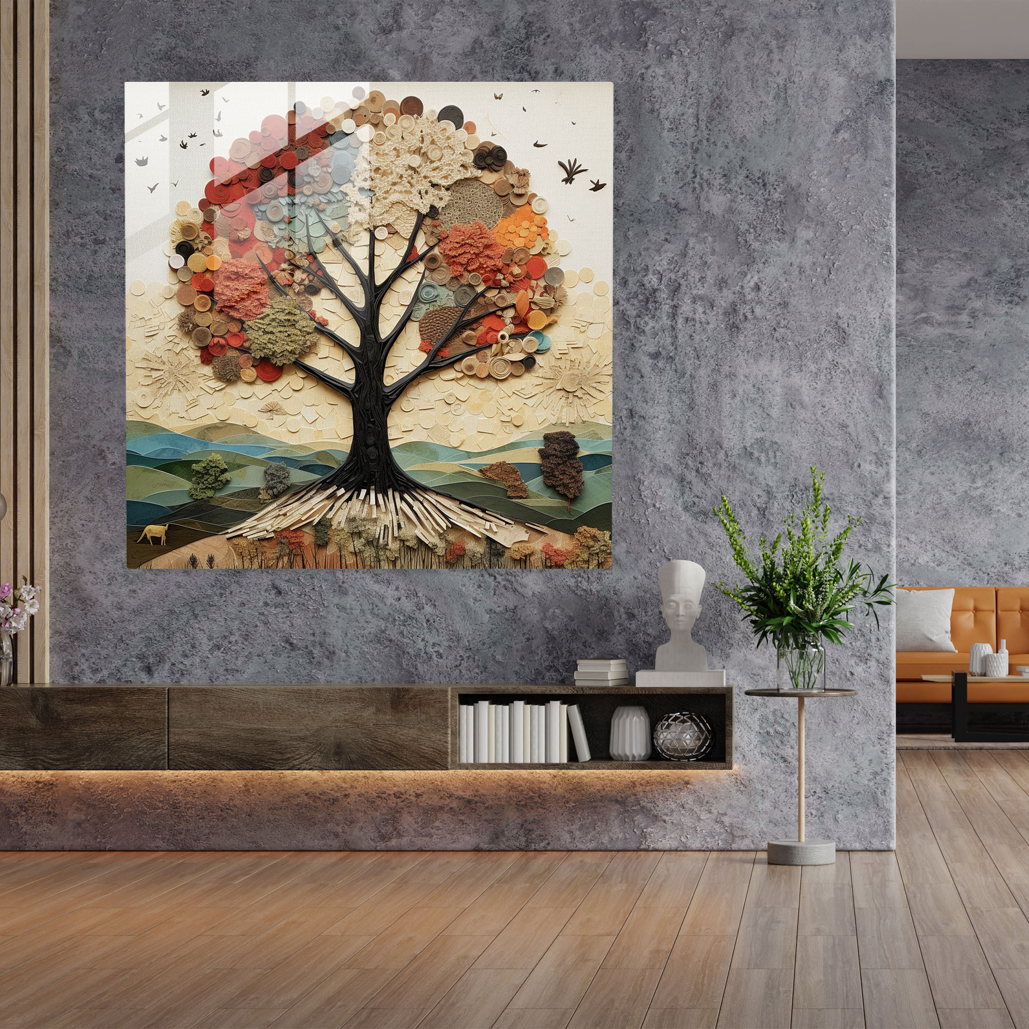 Multi-Dimensional Tree Of Life Glass Print - Tree Of Life, Modern Art, Creativity, Mixed Media