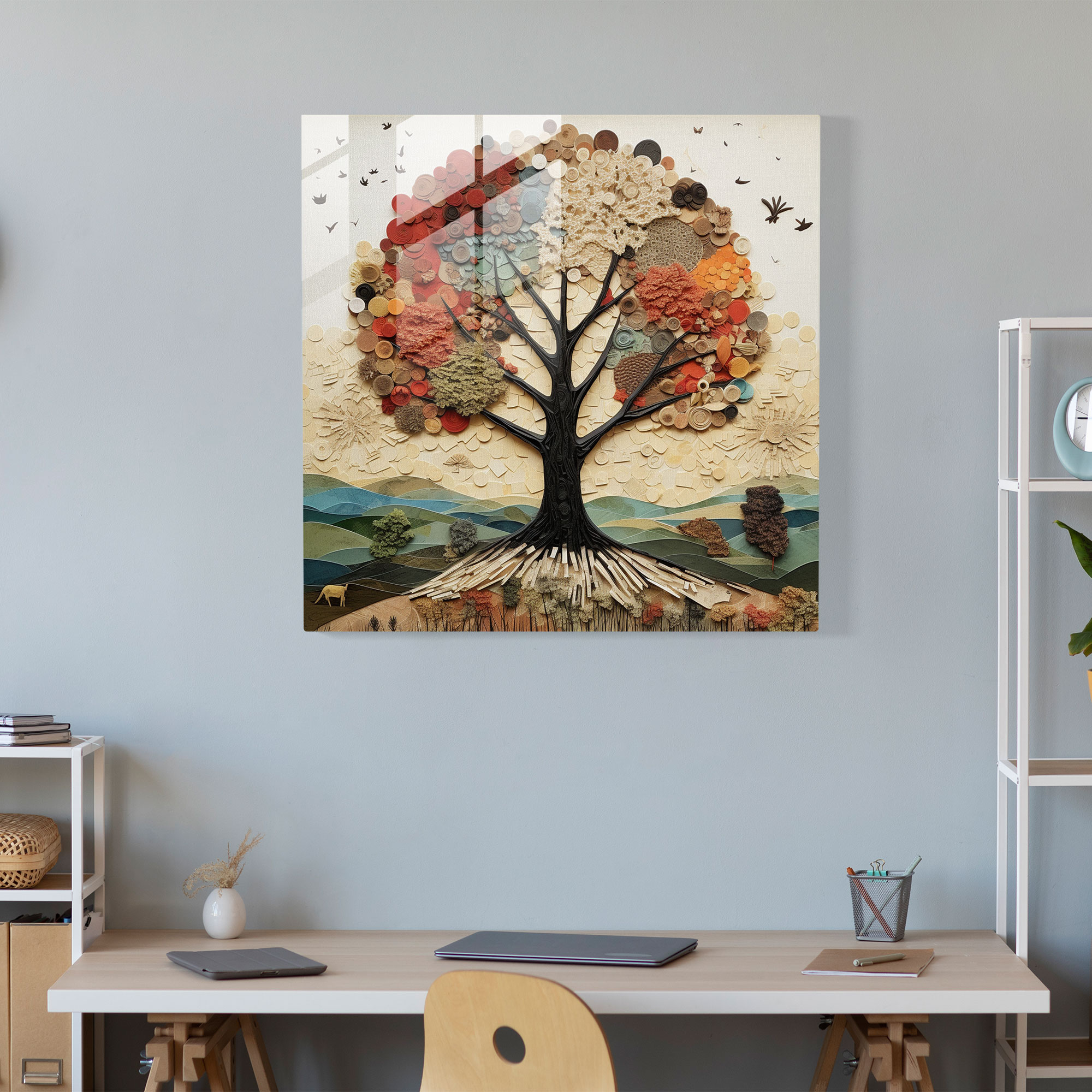 Multi-Dimensional Tree Of Life Glass Print - Tree Of Life, Modern Art, Creativity, Mixed Media