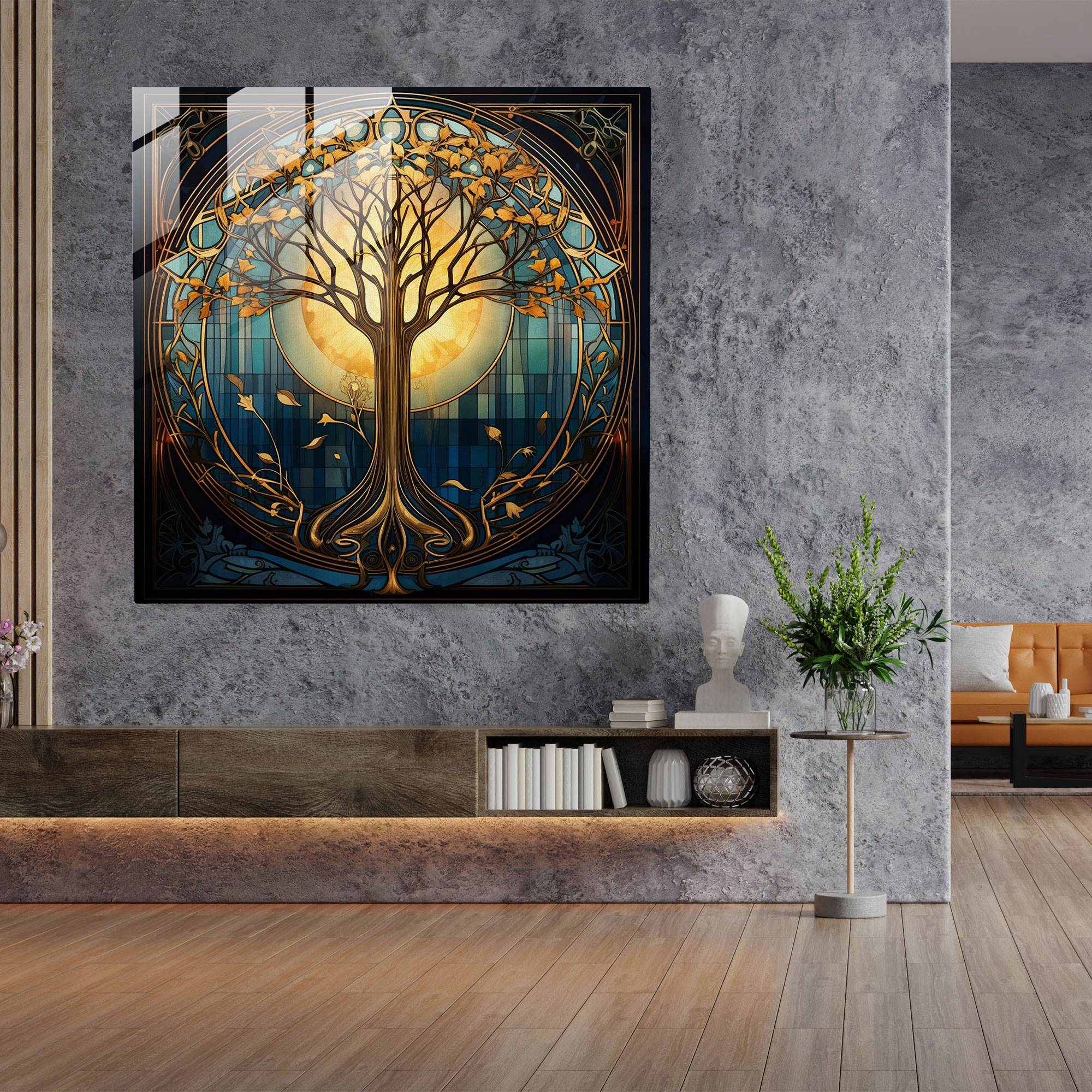 Art Deco Glass Tree Of Life Wall Art - Tree Of Life, Geometric Patterns, Modern Art, Wall Decoration