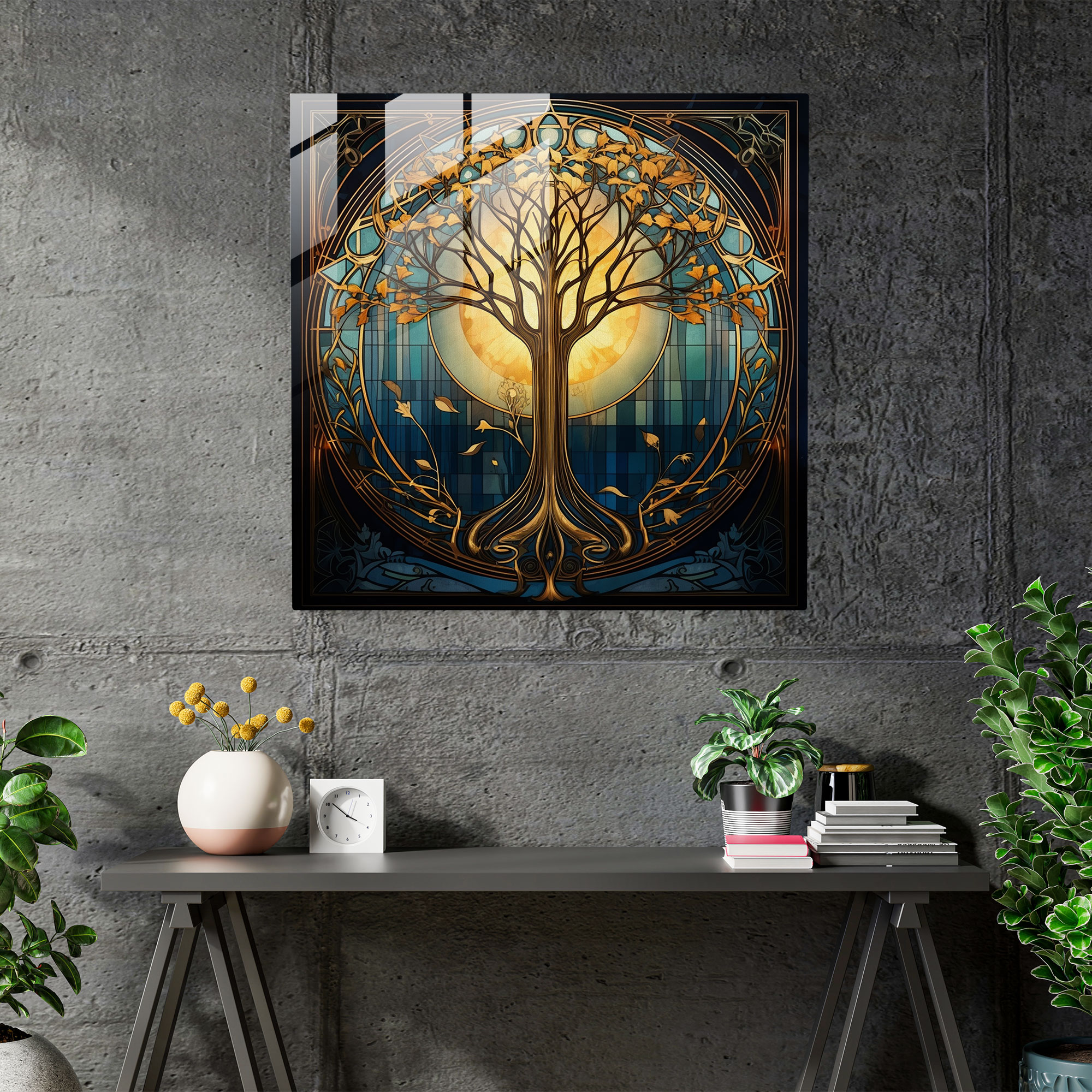 Art Deco Glass Tree Of Life Wall Art - Tree Of Life, Geometric Patterns, Modern Art, Wall Decoration