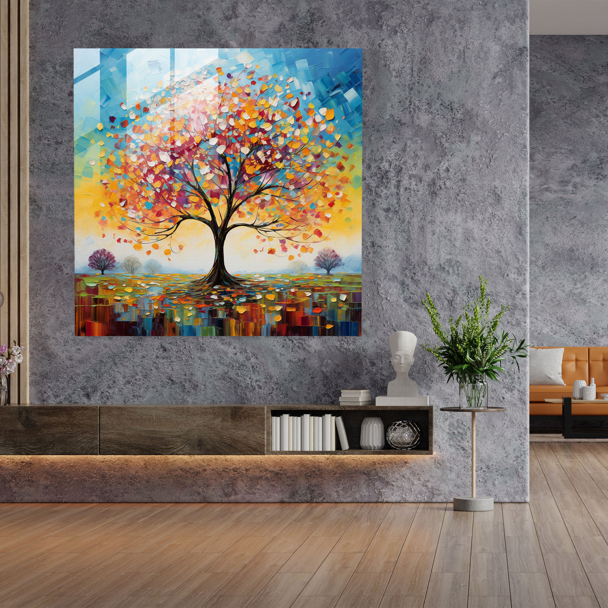 Impressionist Tree Of Life Glass Wall Art - Tree Of Life, Glass Art, Wall Decoration, Home Decoration