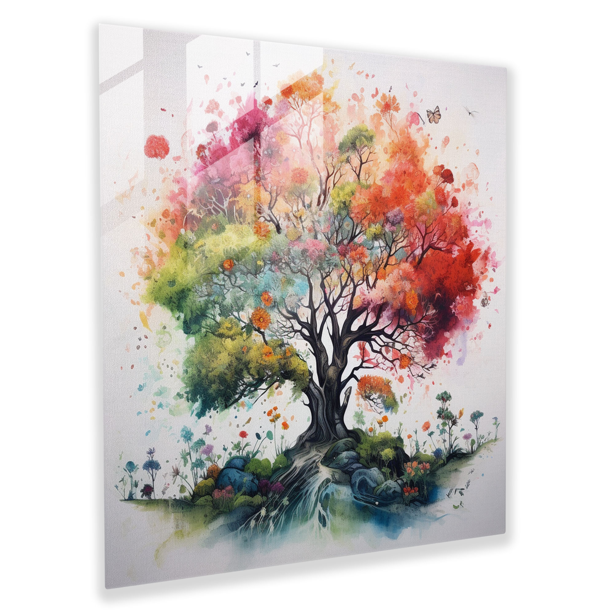 Contemporary Tree Of Life Glass Print - Tree Of Life, Glass Art, Wall Decoration, Home Decoration