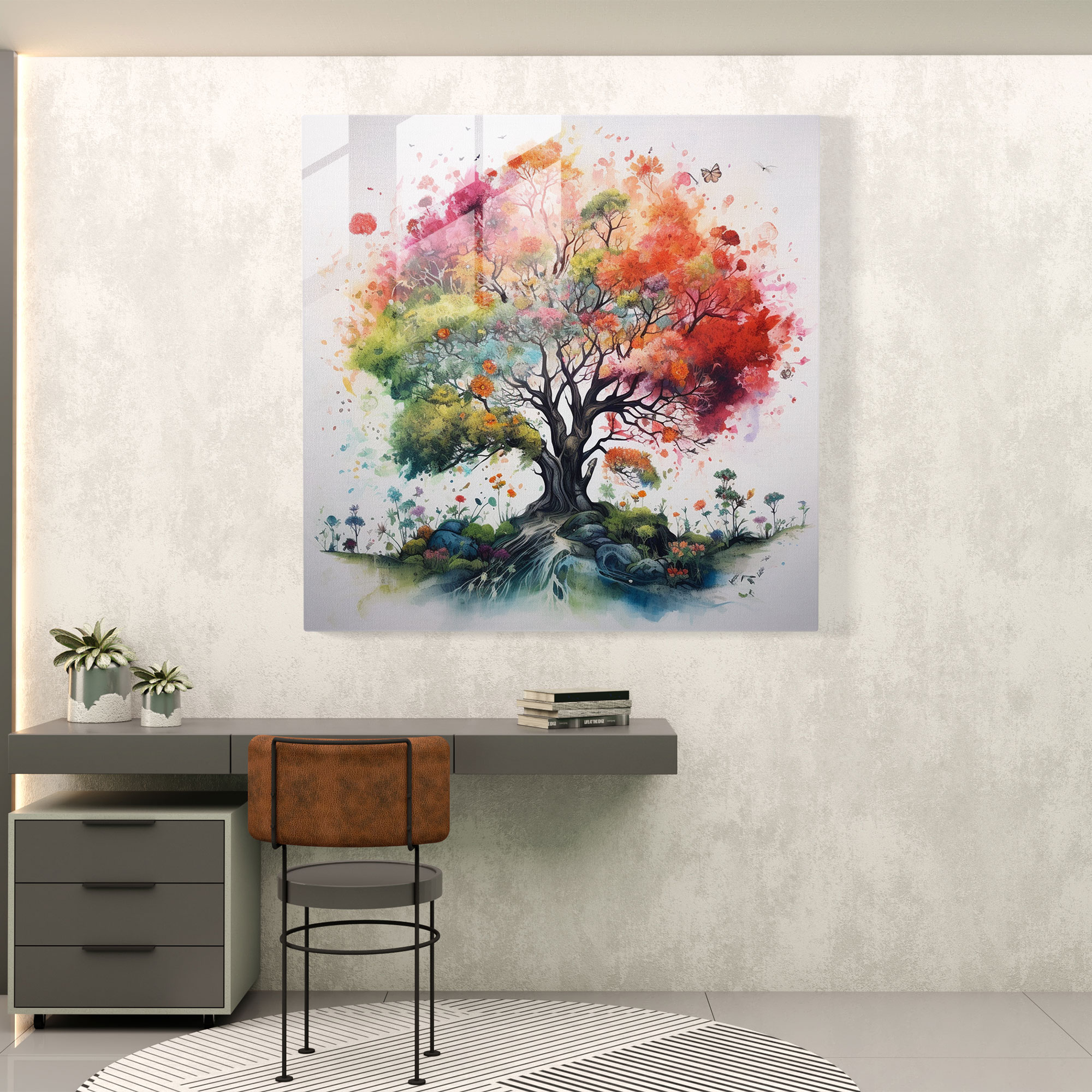 Contemporary Tree Of Life Glass Print - Tree Of Life, Glass Art, Wall Decoration, Home Decoration