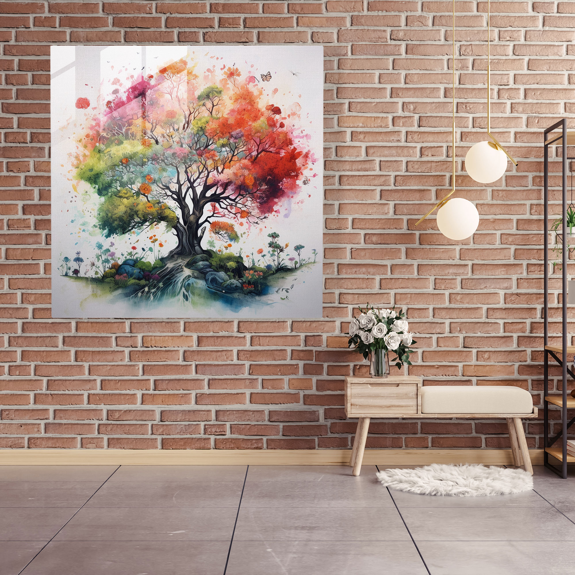 Contemporary Tree Of Life Glass Print - Tree Of Life, Glass Art, Wall Decoration, Home Decoration