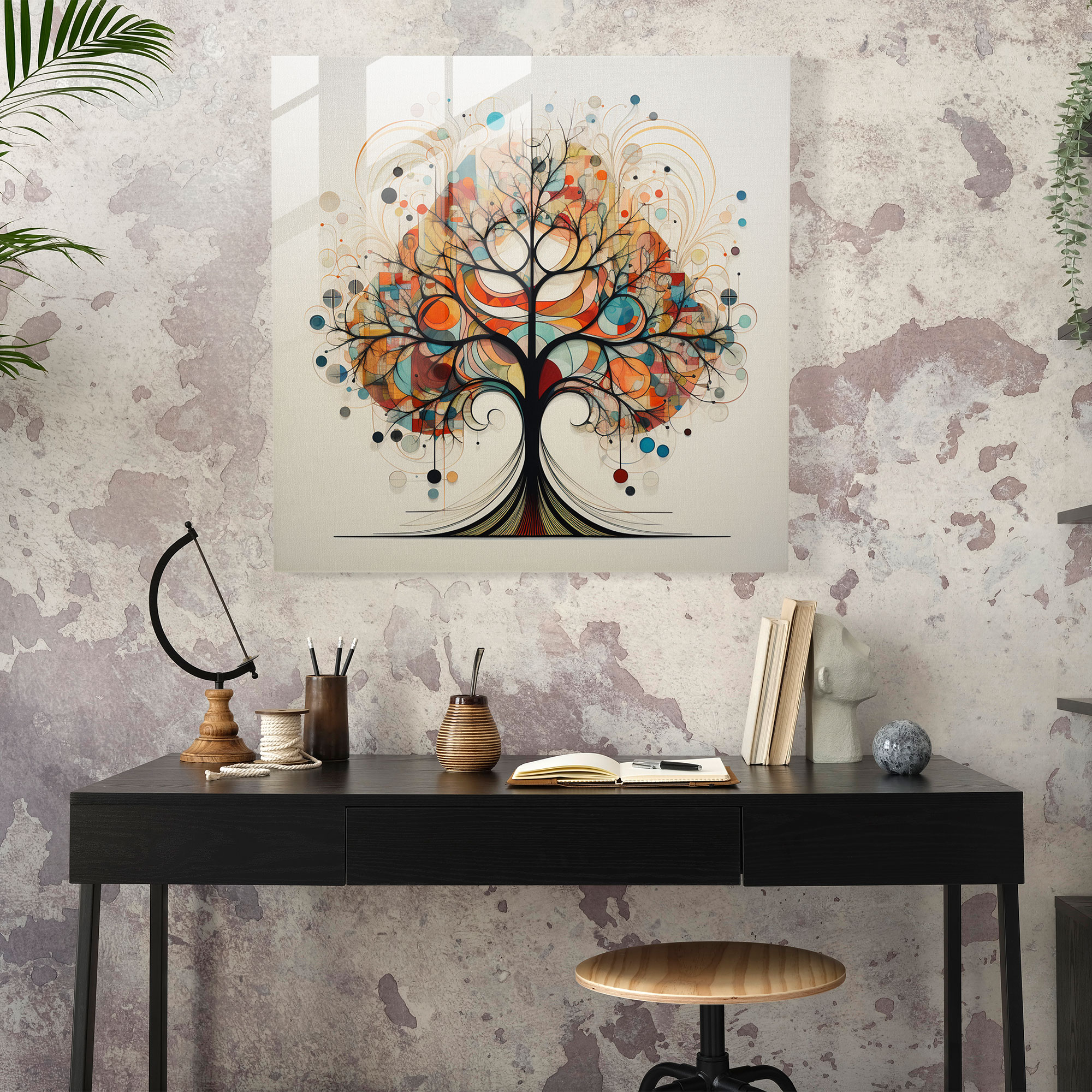 Geometric Tree Of Life Glass Print - Tree Of Life, Glass Art, Geometric, Modern Art