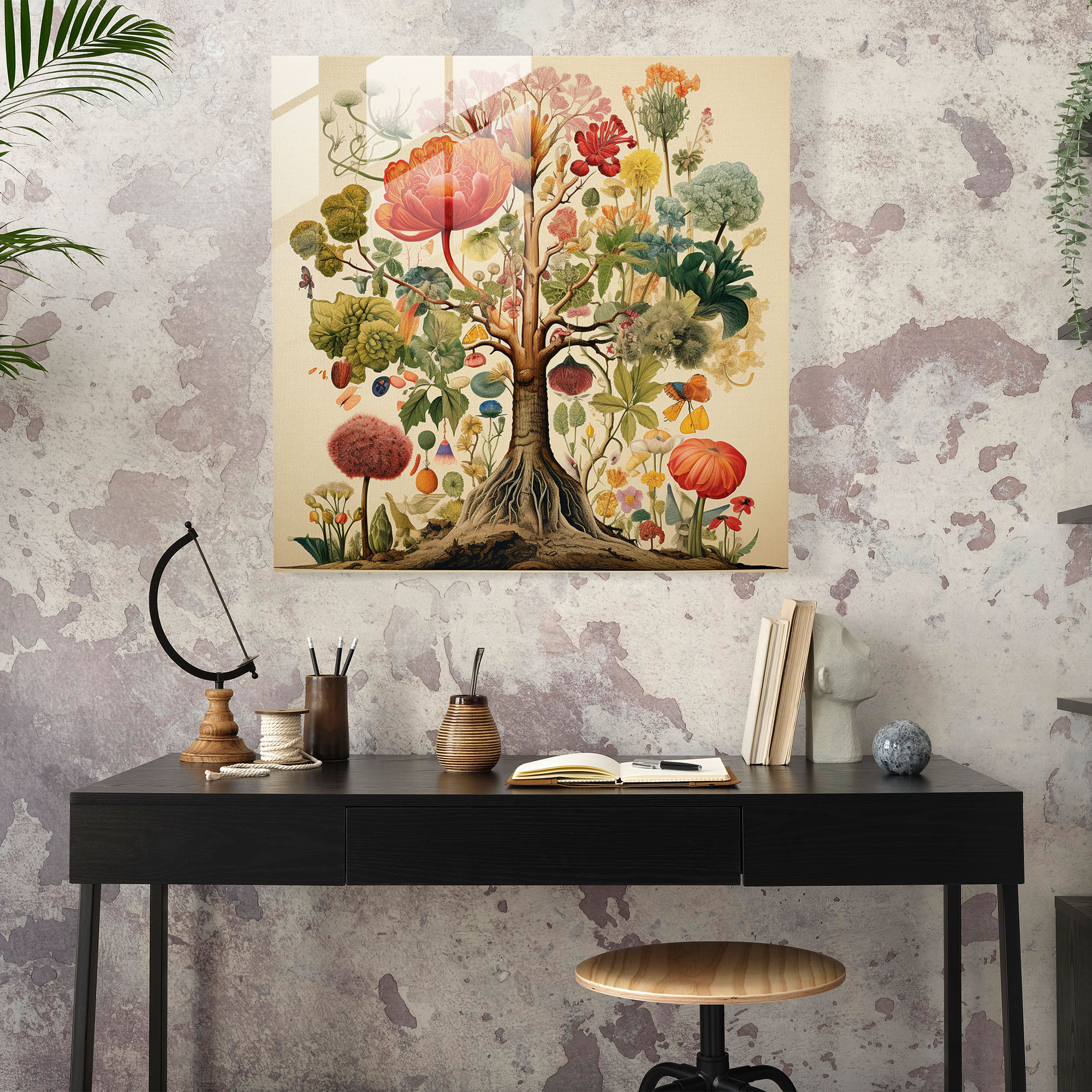 Botanical Tree Of Life Glass Print - Tree Of Life, Glass Wall Art, Glass Print, Modern Art