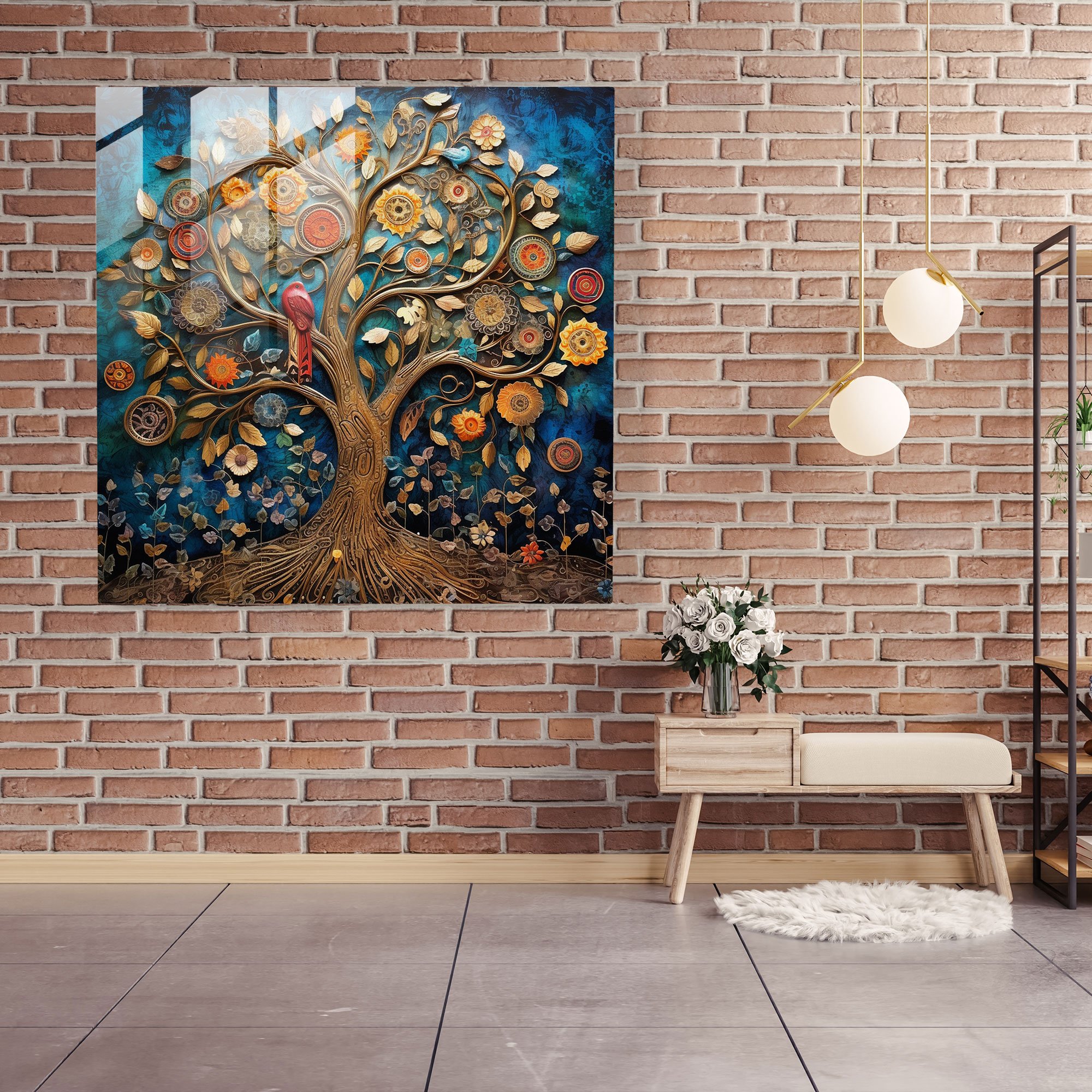 Whimsical Tree Of Life Glass Print - Tree Of Life, Mixed Media, Tree Of Life, Whimsical