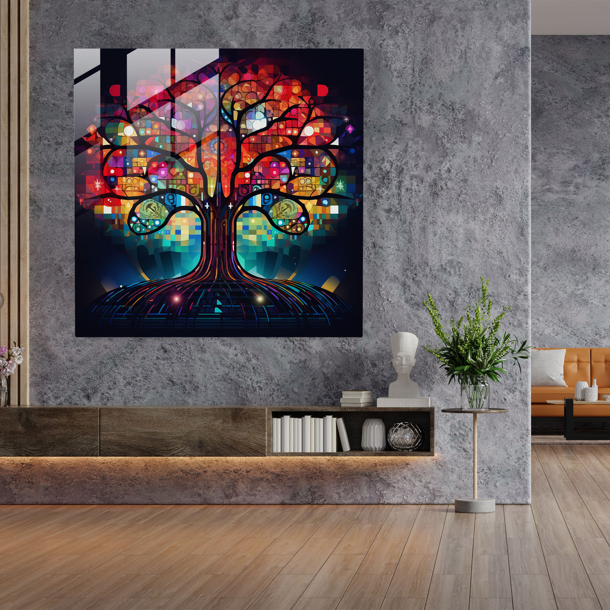 Tree Of Life Wall Decoration - Modern Digital Artwork - Tree Of Life, Canvas Wall Art, Contemporary Style, Canvas
