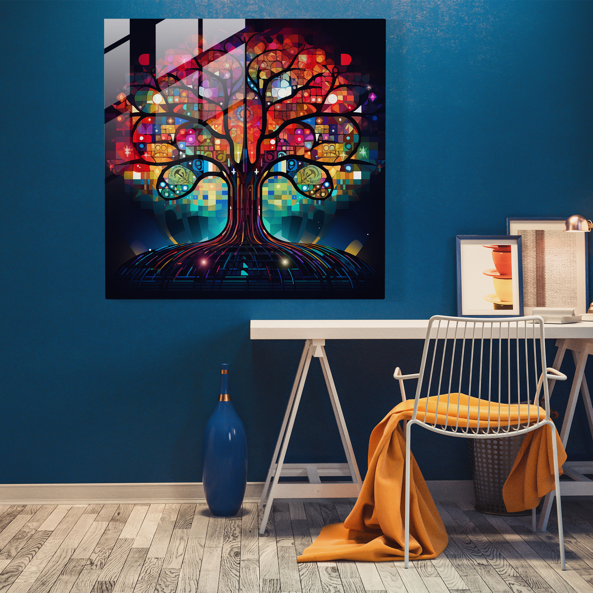 Tree Of Life Wall Decoration - Modern Digital Artwork - Tree Of Life, Canvas Wall Art, Contemporary Style, Canvas