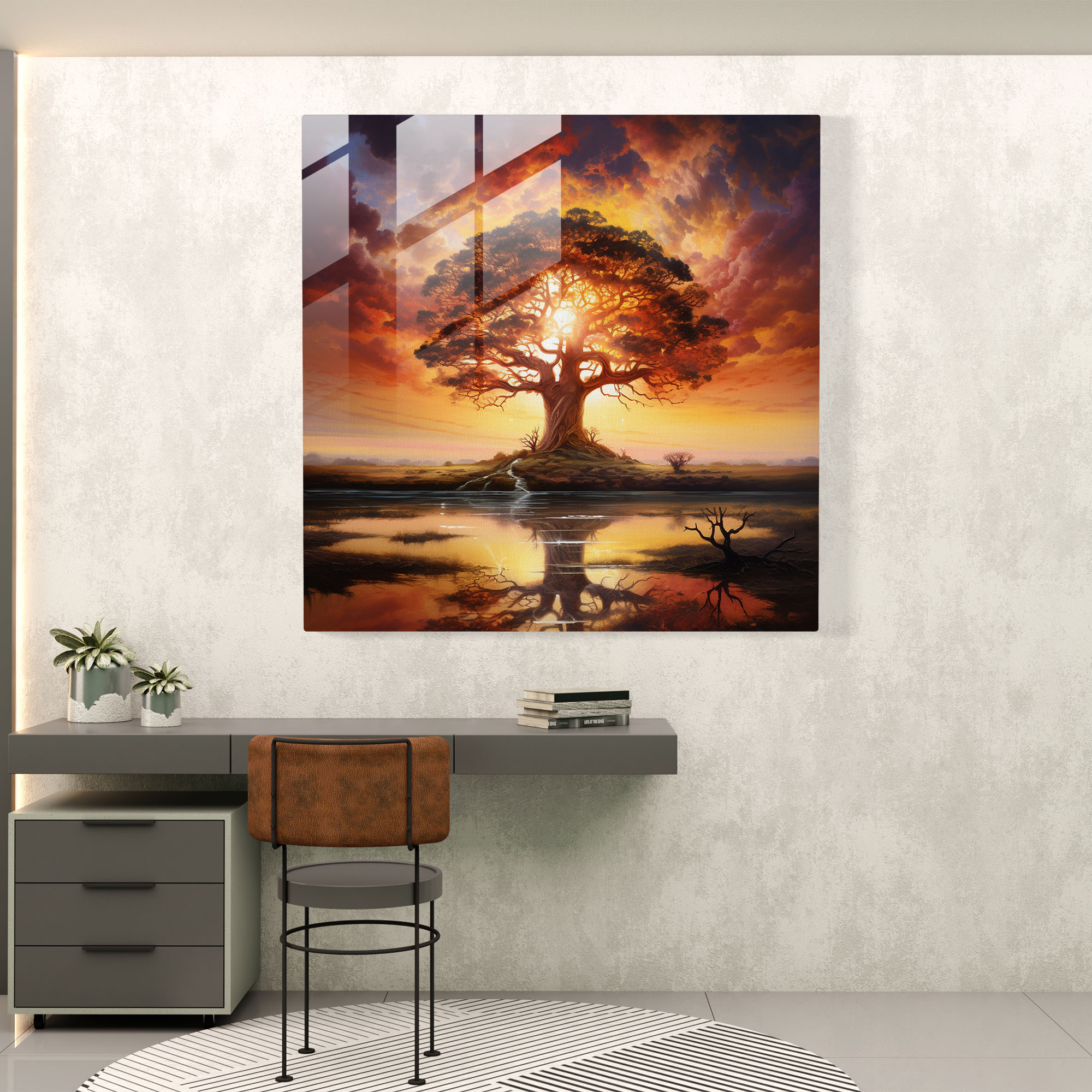 Tree Of Life Canvas Print - Realistic Sunset Wall Art - Tree Of Life, Canvas Wall Art, Realistic Oil Painting, Home Decoration