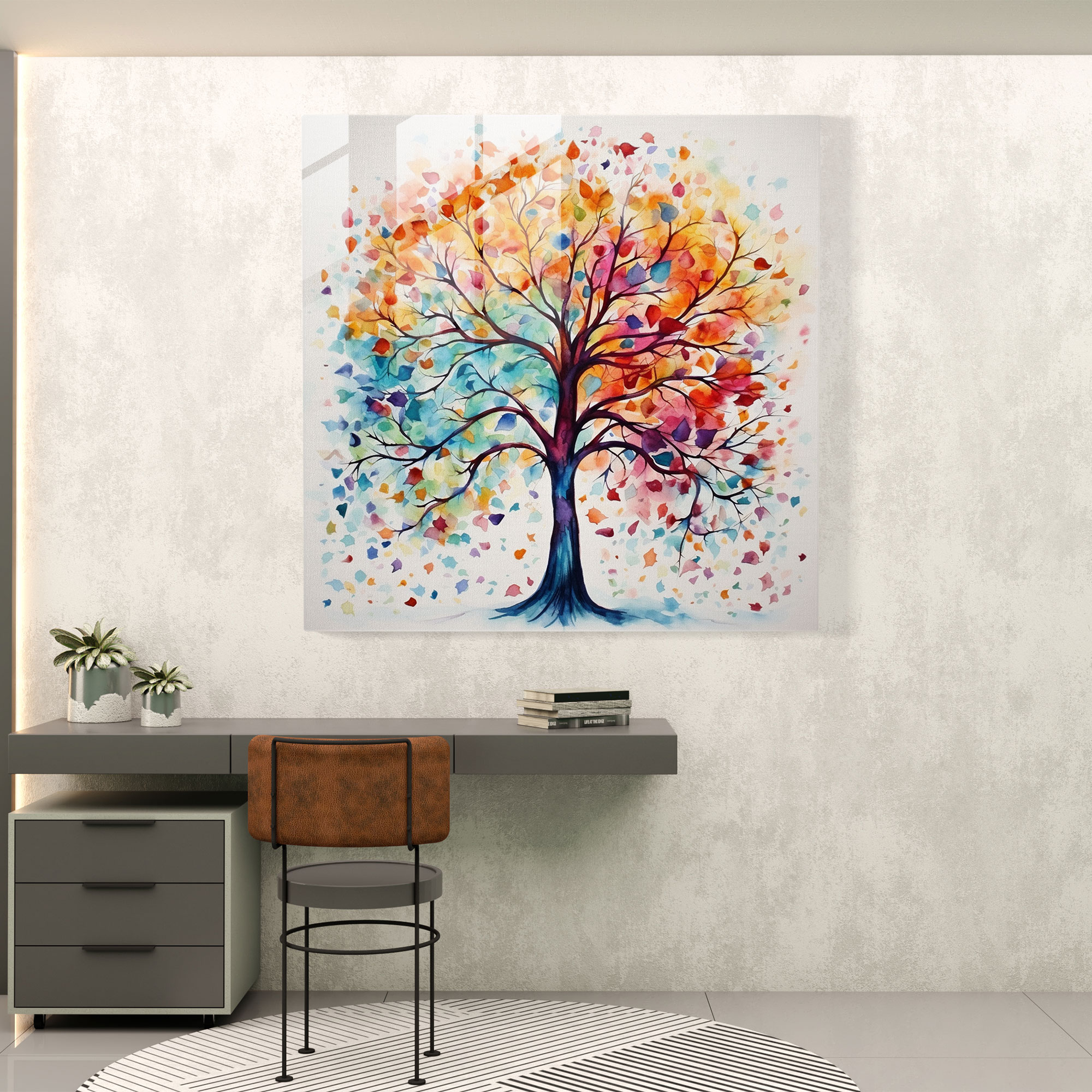 Tree Of Life Watercolor Canvas Print - Tree Of Life, Wall Art, Wall Decoration, Vibrant Leaves