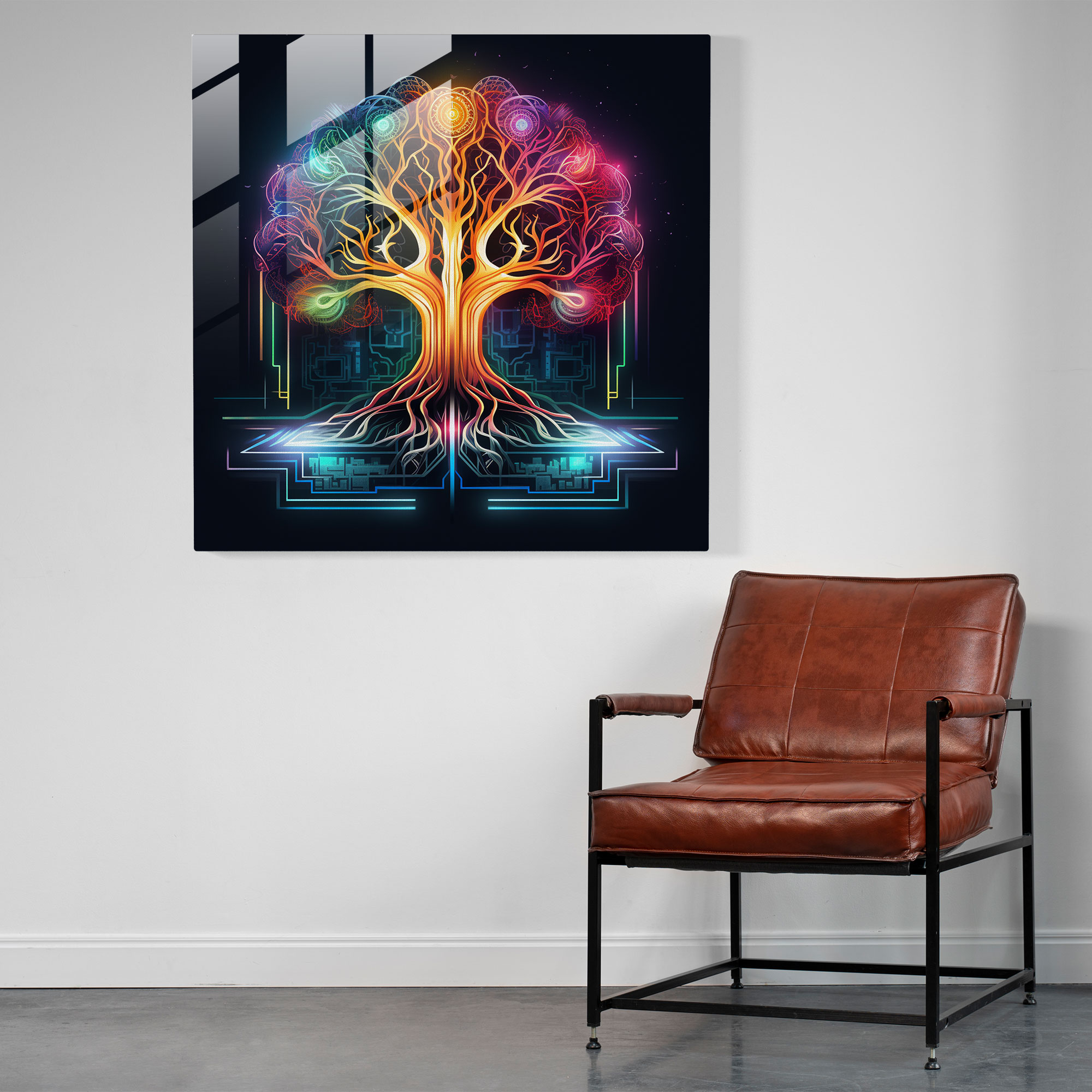 Futuristic Geometric Tree Of Life Wall Art - Tree Of Life, Wall Art, Home Decoration, Futuristic