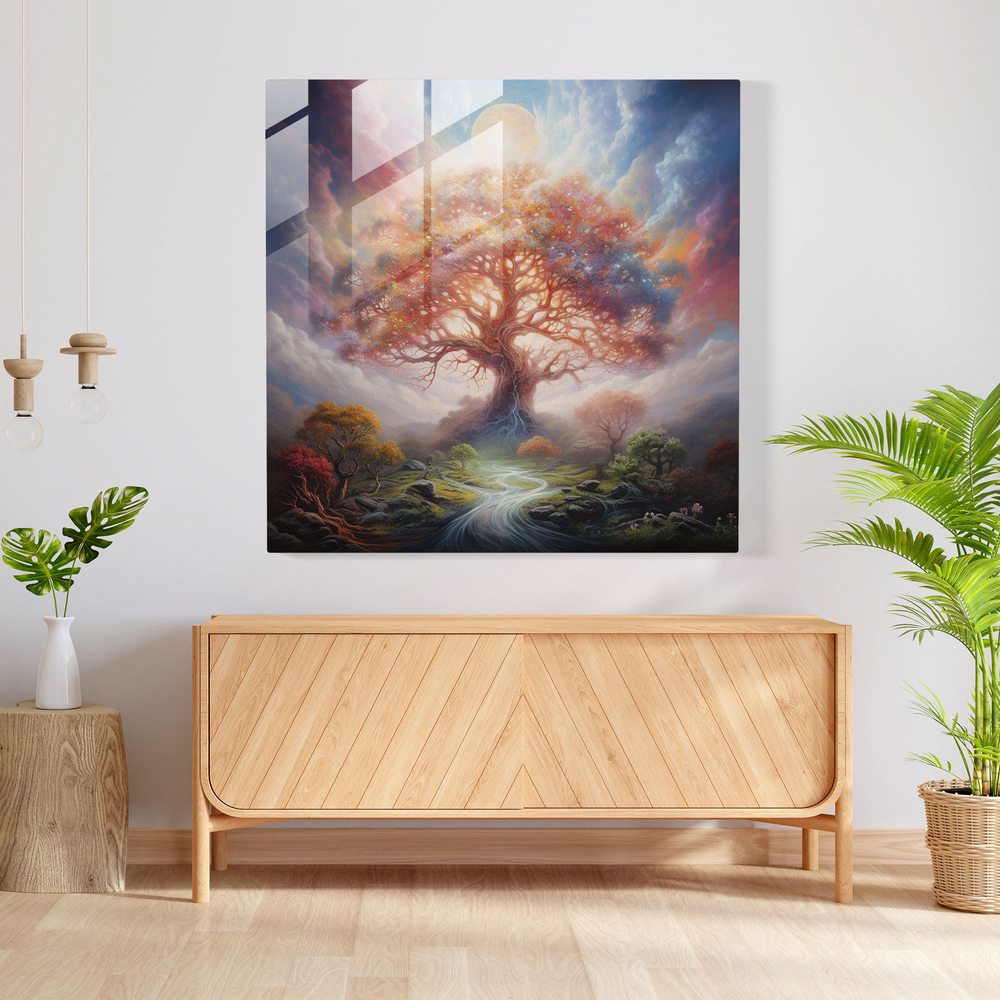 Majestic Tree Of Life Oil Painting - Tree Of Life, Tree Of Life, Dreamy Landscape, Canvas Wall Art