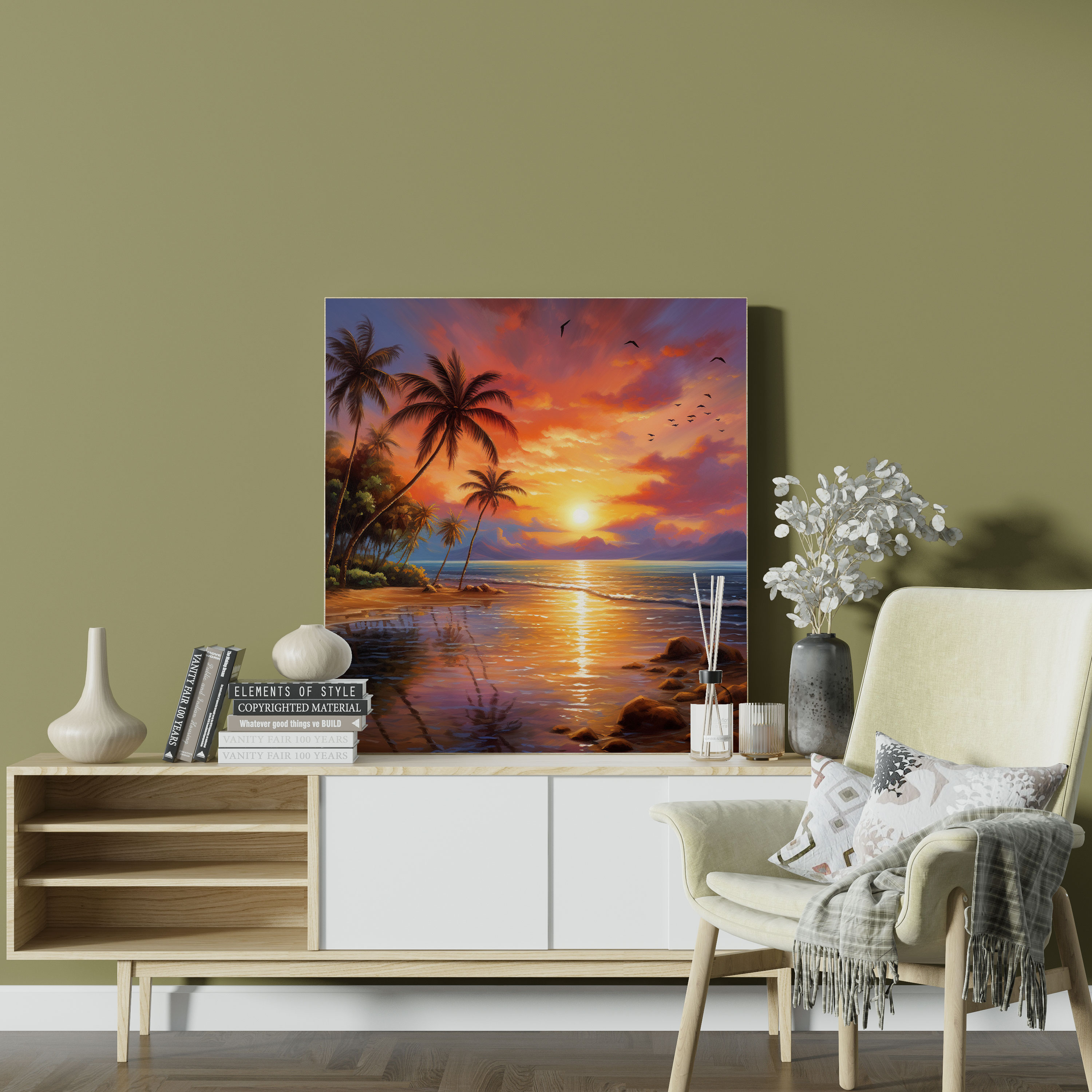Tropisches Sonnenuntergang Wandbild - Tropisch Leinwandbild Wohnkultur