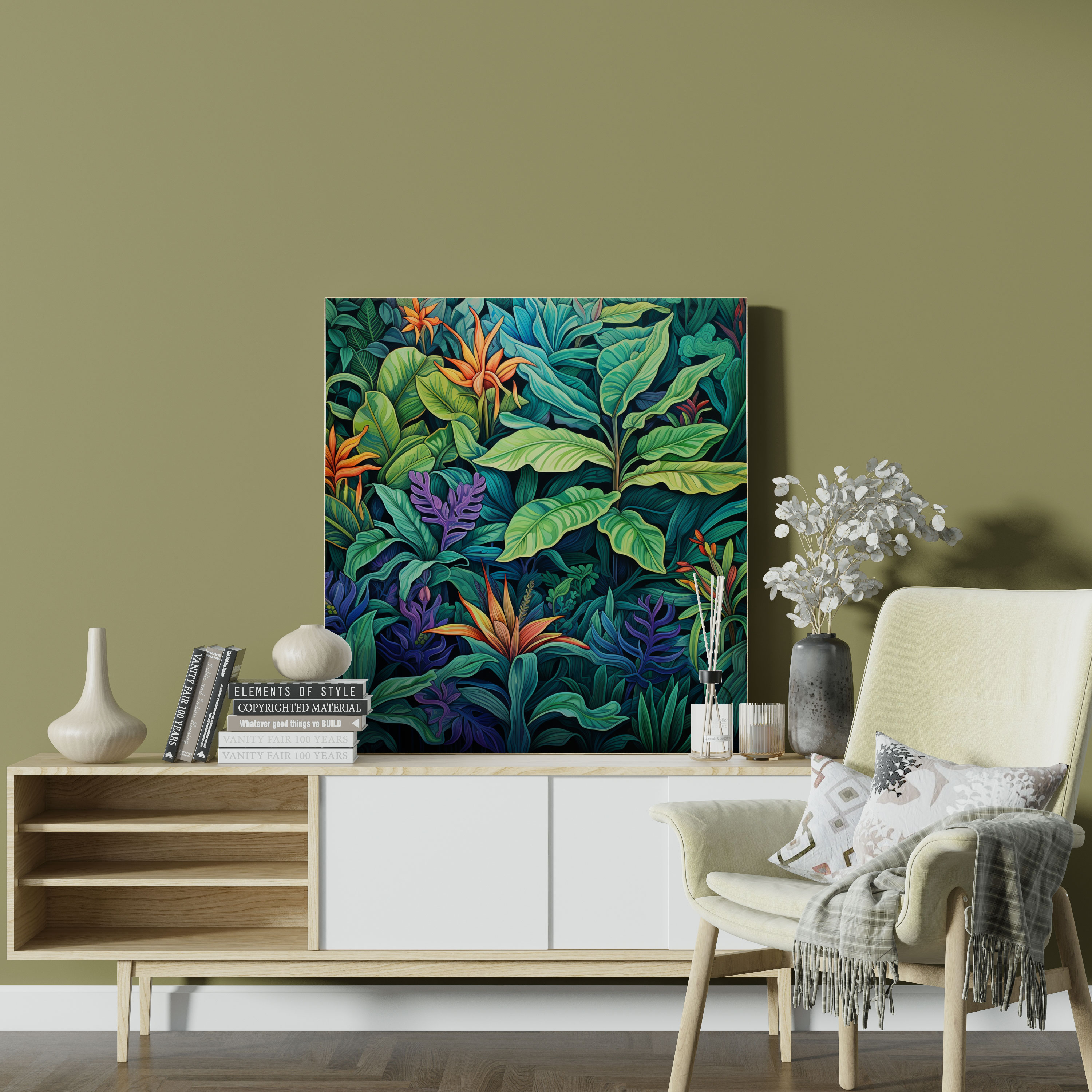 Tropisches Blättermuster Leinwandbild - Tropisch Leinwand Wandkunst Wanddekoration mit Blättermuster